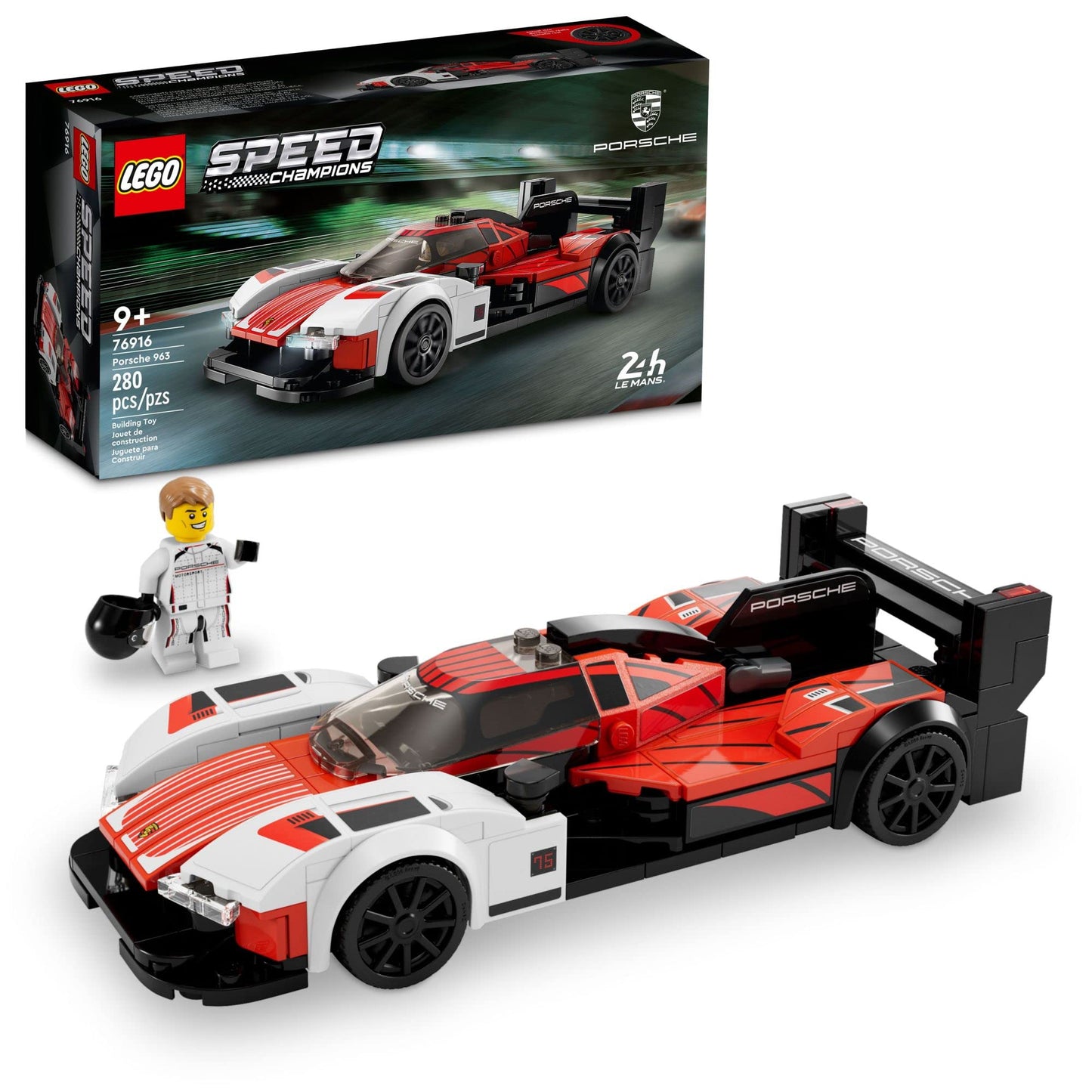 LEGO Speed Champions Porsche 963 76916 - 280-Piece Race Car Building Kit with Driver Minifigure