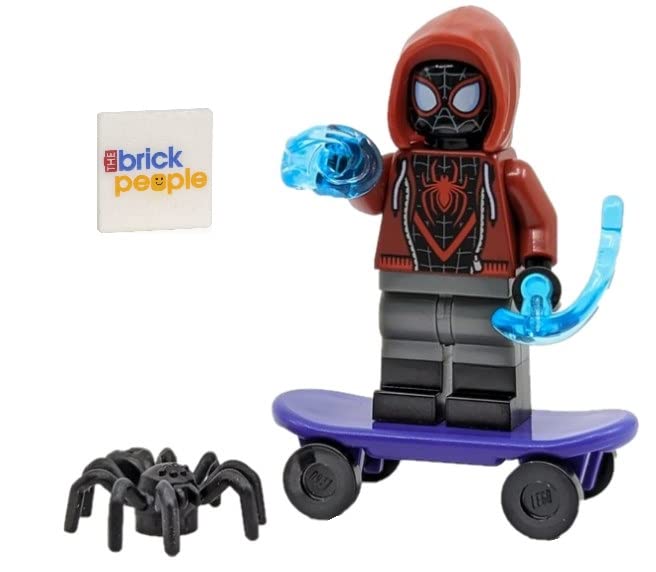 LEGO Spider-Man Miles Morales Minifigure with Skateboard & Web Blasts | Authentic LEGO Figure