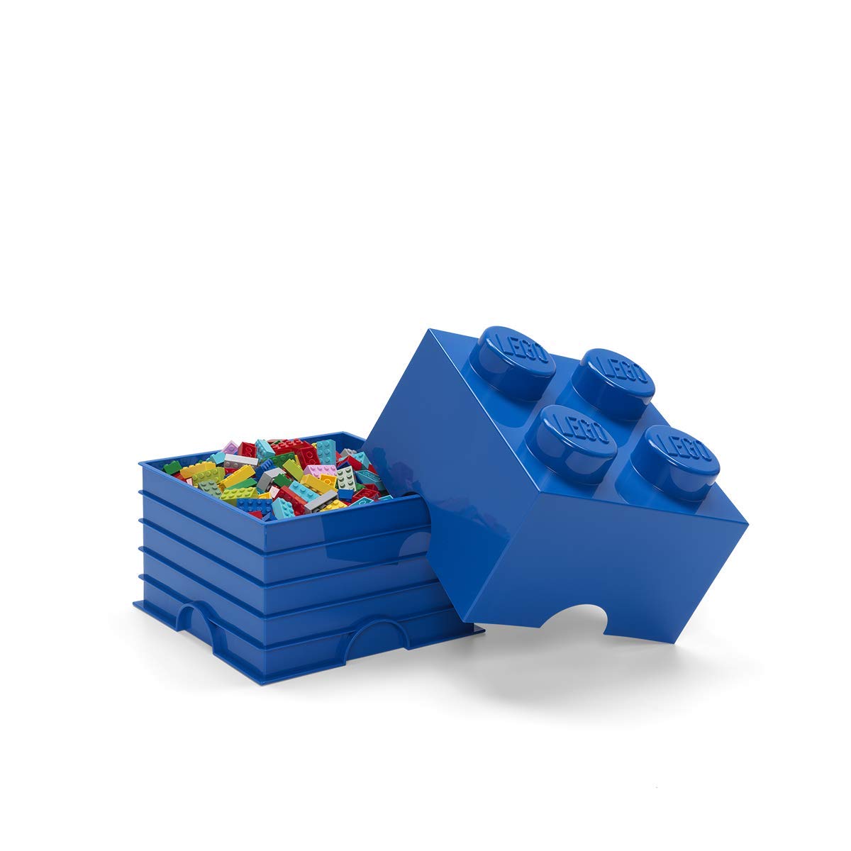 LEGO Storage Brick 4 Knobs Blue – Stackable Desk Organizer & Toy Box (5.6L)