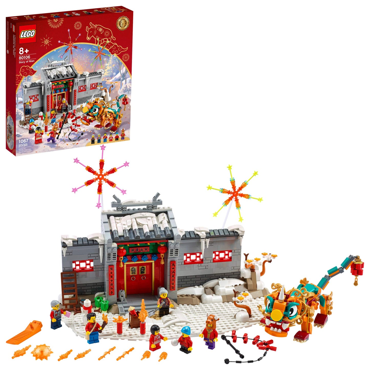 LEGO Story of Nian 80106 Building Kit | Lunar New Year LEGO Set for Kids, 1,067 Pieces