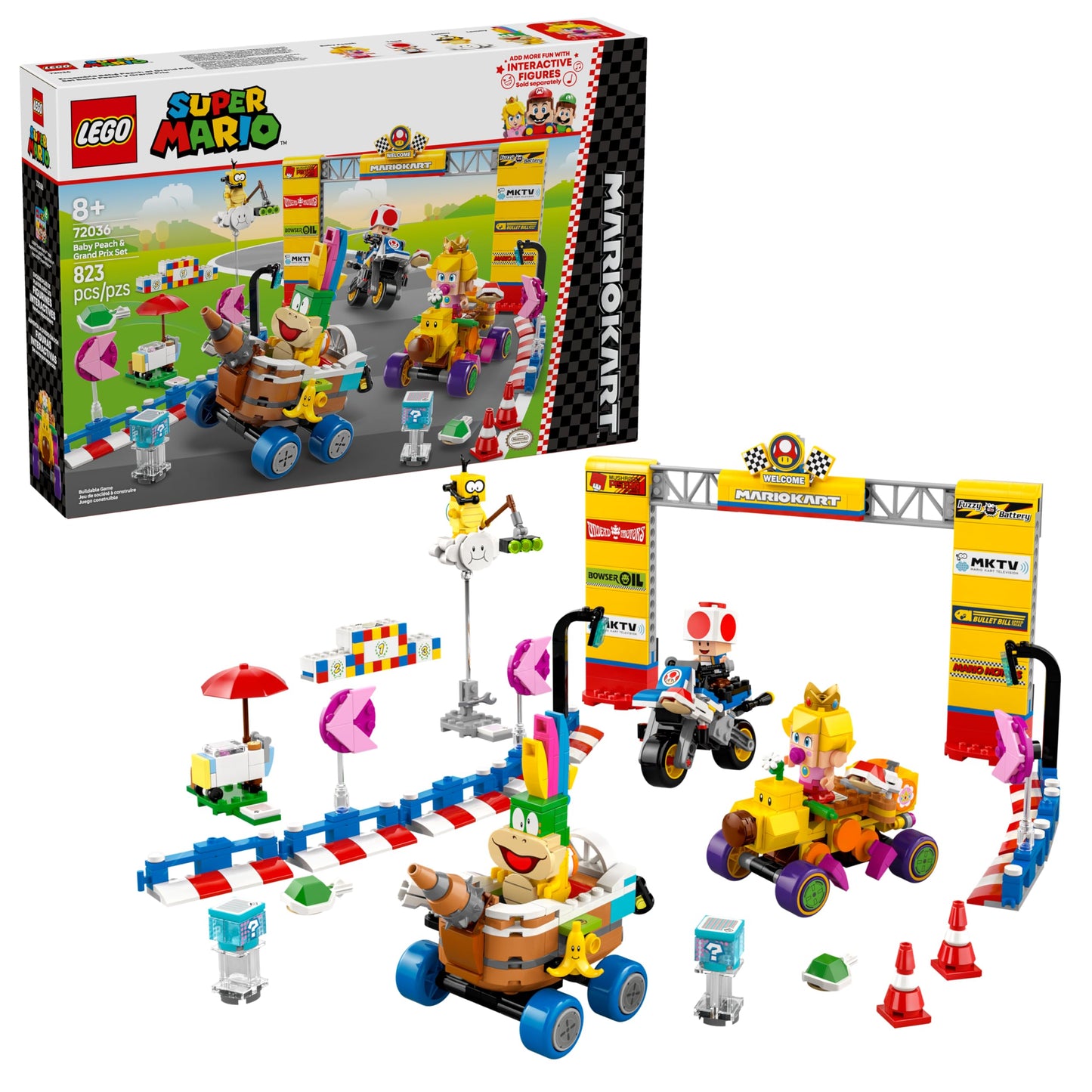 LEGO Super Mario Baby Peach & Grand Prix Set (72036) – 823-Piece Mario Kart Track Build