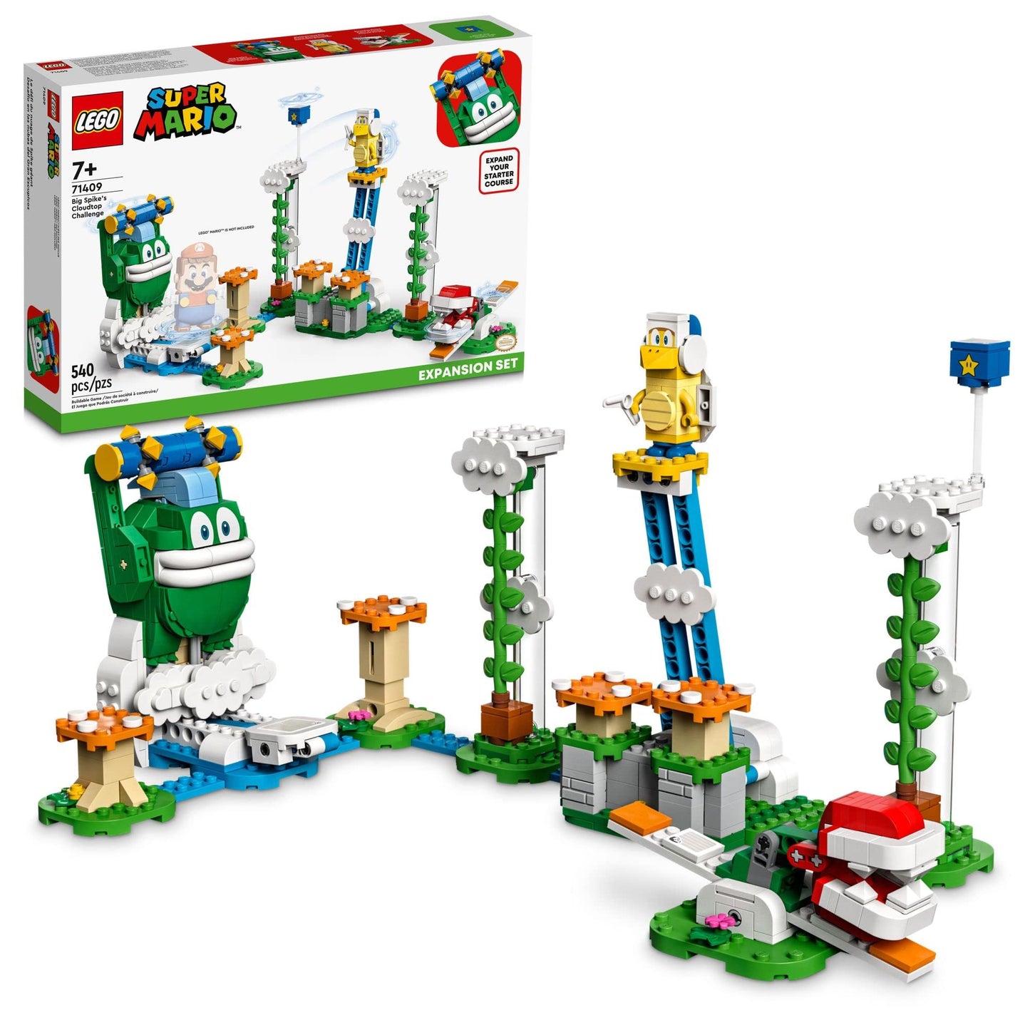 LEGO Super Mario Big Spike's Cloudtop Challenge Expansion Set 71409 – 540 Pieces, Boomerang Bro & Piranha Plant
