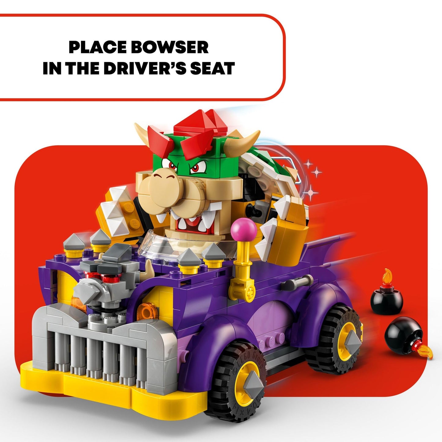 LEGO Super Mario Bowser's Muscle Car Expansion Set 71431 – Collectible Bowser Race Car Building Toy for Kids 8+