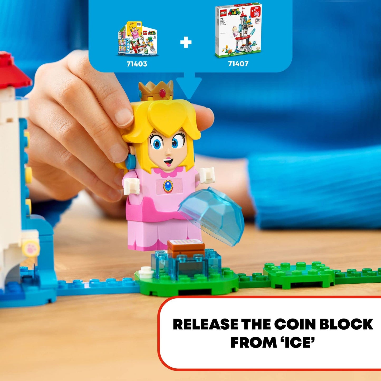 LEGO Super Mario Cat Peach Suit & Frozen Tower Expansion Set 71407 (494 Pieces) – Building Toy for Kids 7+