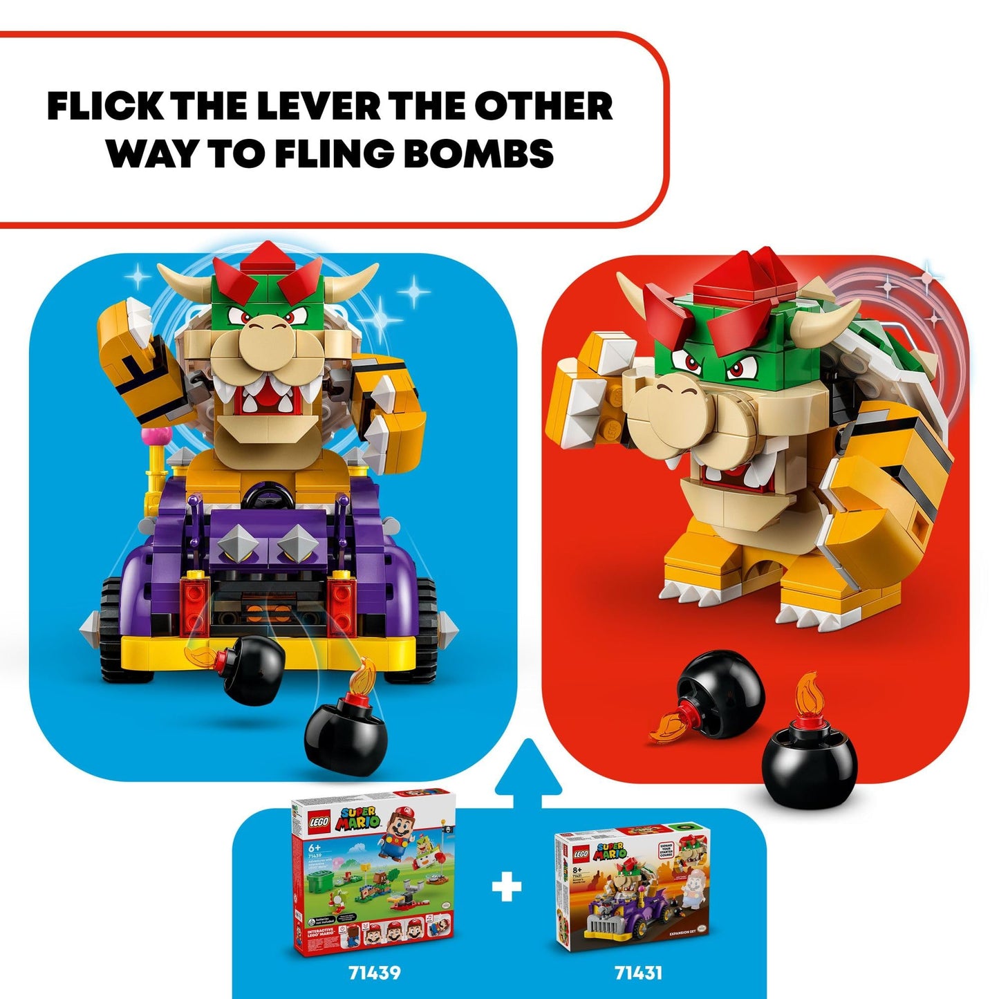 LEGO Super Mario Bowser's Muscle Car Expansion Set 71431 – Collectible Bowser Race Car Building Toy for Kids 8+