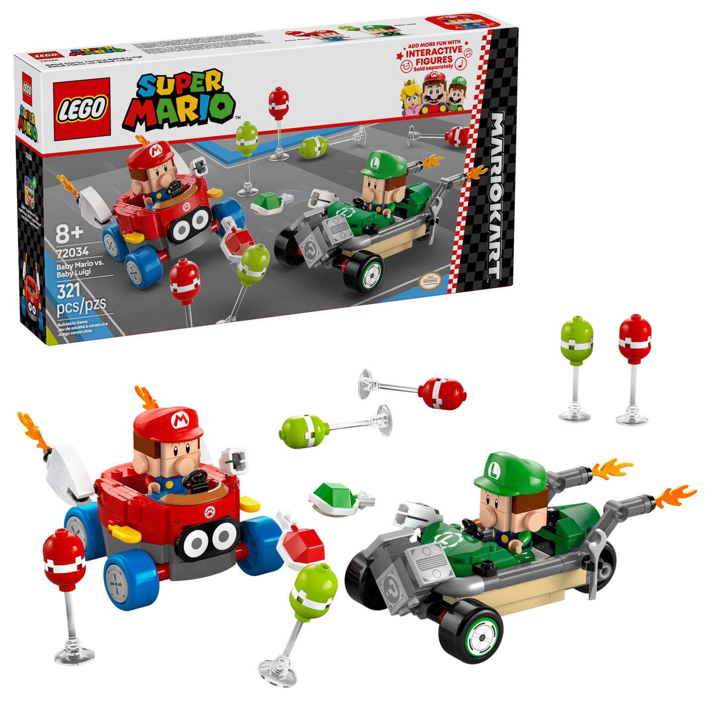 LEGO Super Mario Mario Kart: Baby Mario vs Baby Luigi (72034) – Collectible Toy for Kids 8+