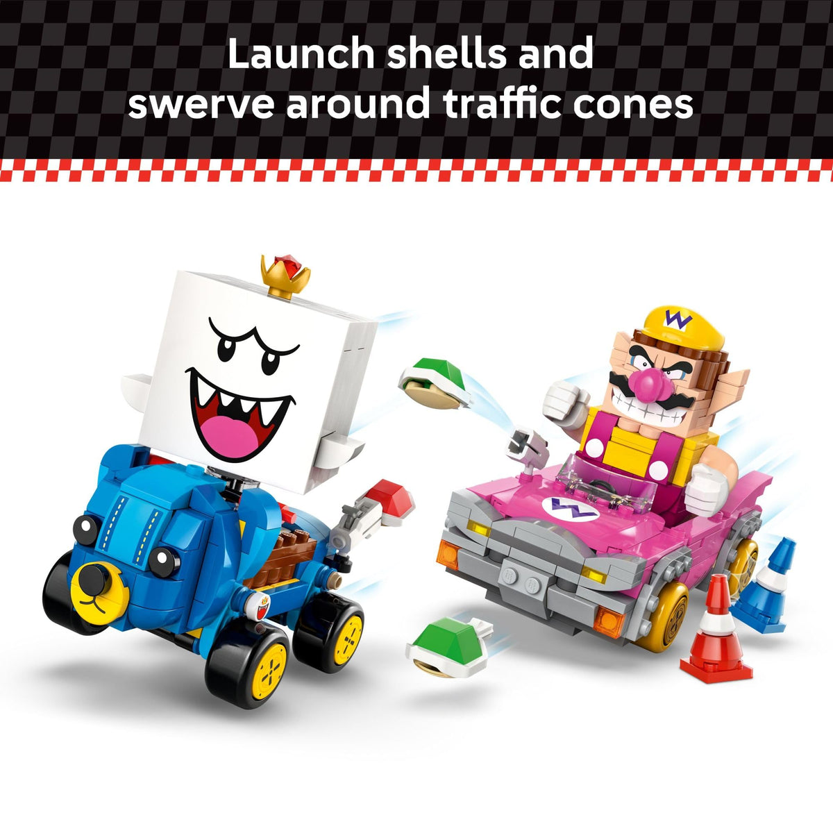 LEGO Super Mario Mario Kart: Wario & King Boo (72038) Buildable Cars with Drifting & Gliding