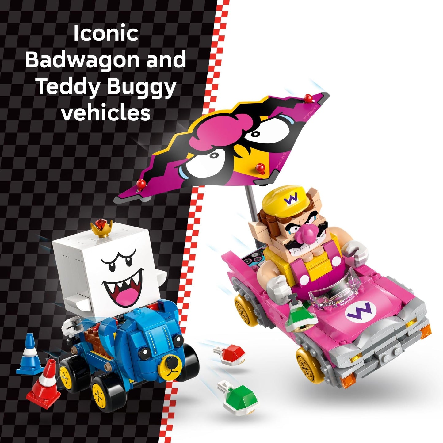 LEGO Super Mario Mario Kart: Wario & King Boo (72038) Buildable Cars with Drifting & Gliding