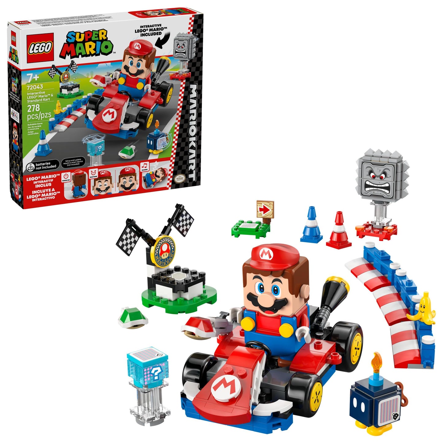 LEGO Super Mario: Mario Kart – Interactive Mario & Standard Kart Building Toy (72043) | 278 Pieces
