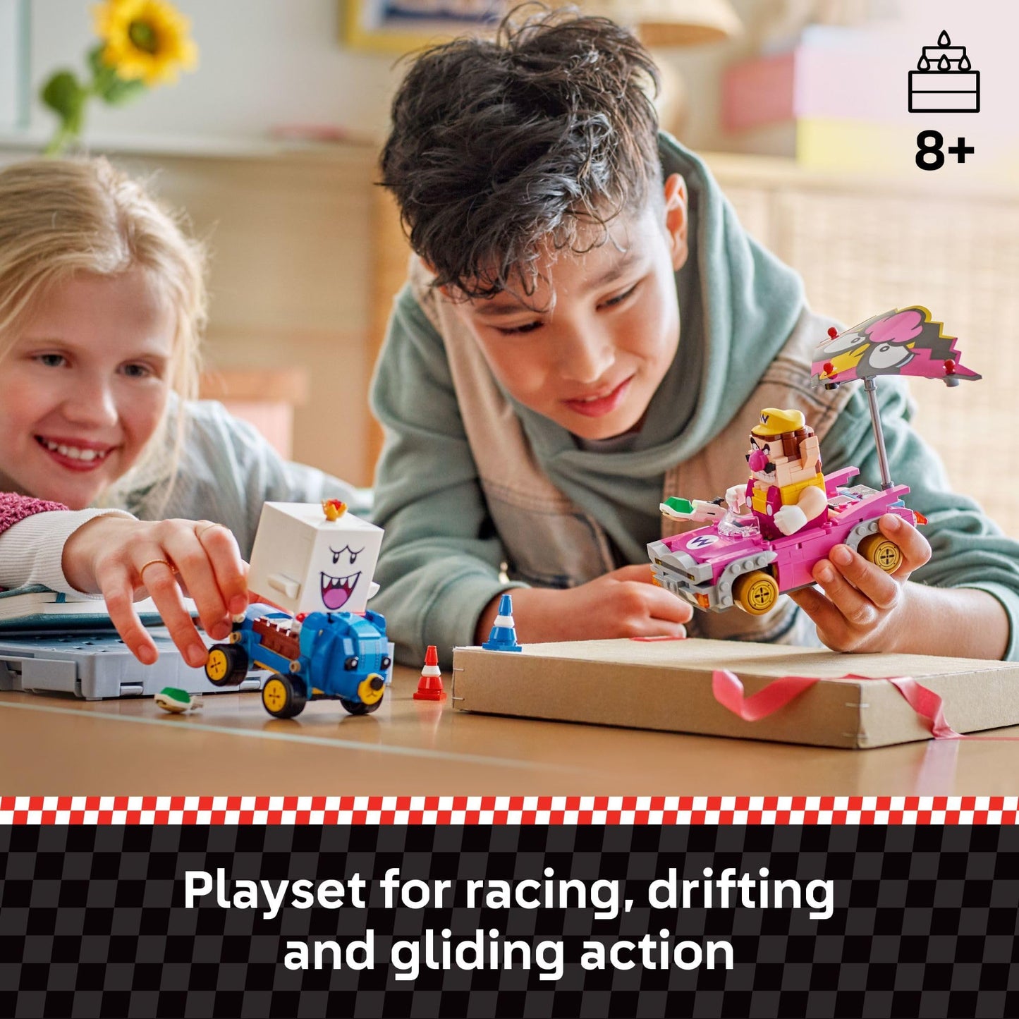 LEGO Super Mario Mario Kart: Wario & King Boo (72038) Buildable Cars with Drifting & Gliding