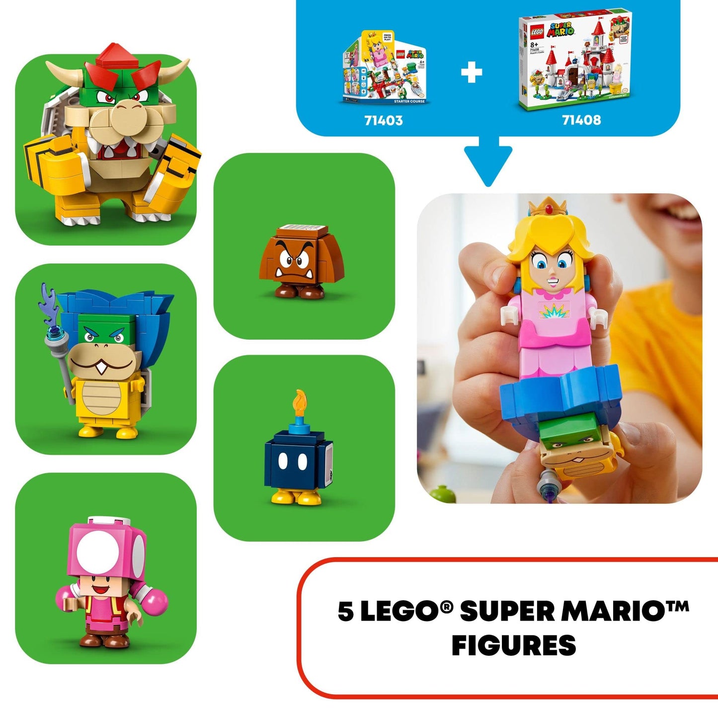 LEGO Super Mario Peach's Castle Expansion Set 71408 – Buildable Castle Toy with 5 Figures for Kids Aged 8+