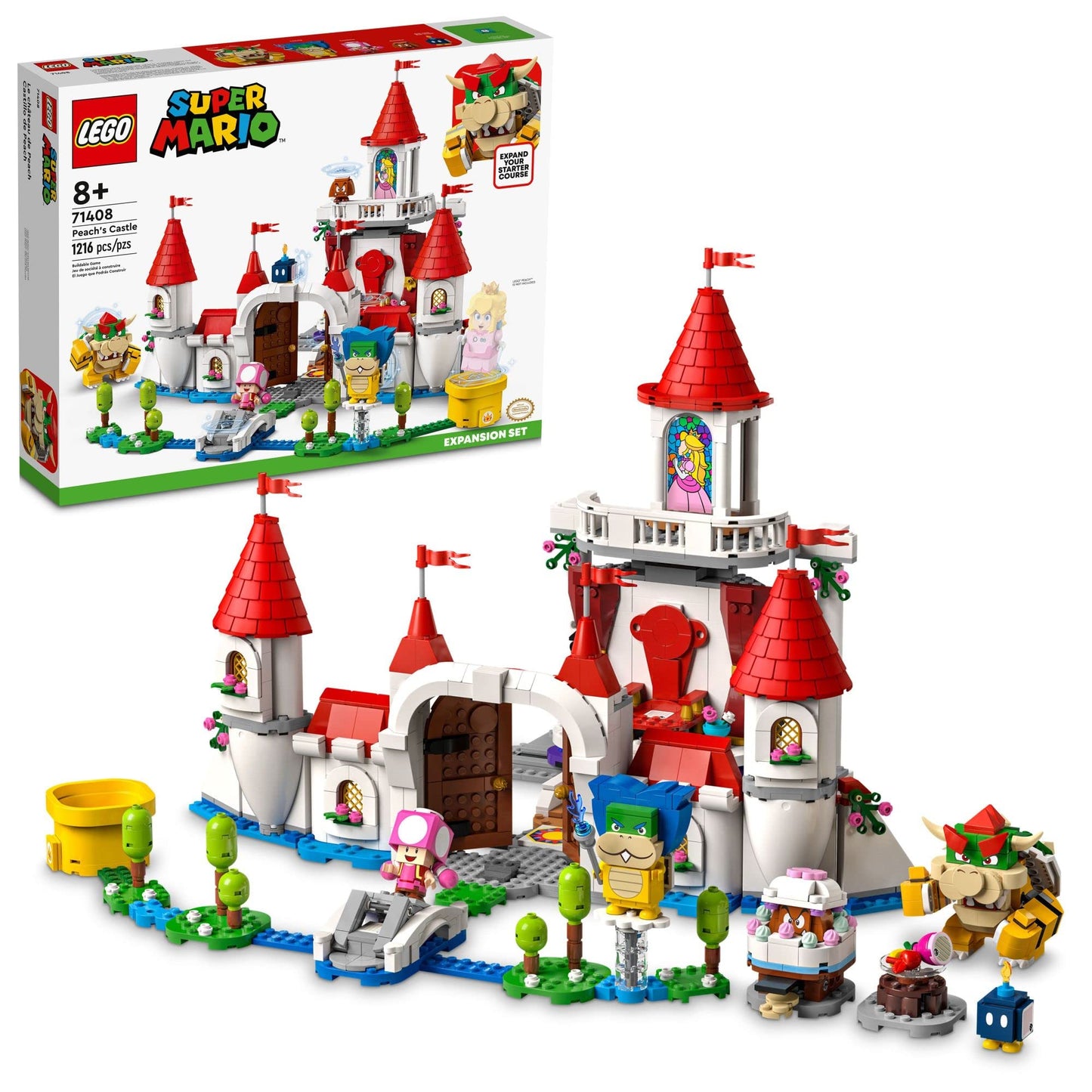 LEGO Super Mario Peach's Castle Expansion Set 71408 – Buildable Castle Toy with 5 Figures for Kids Aged 8+