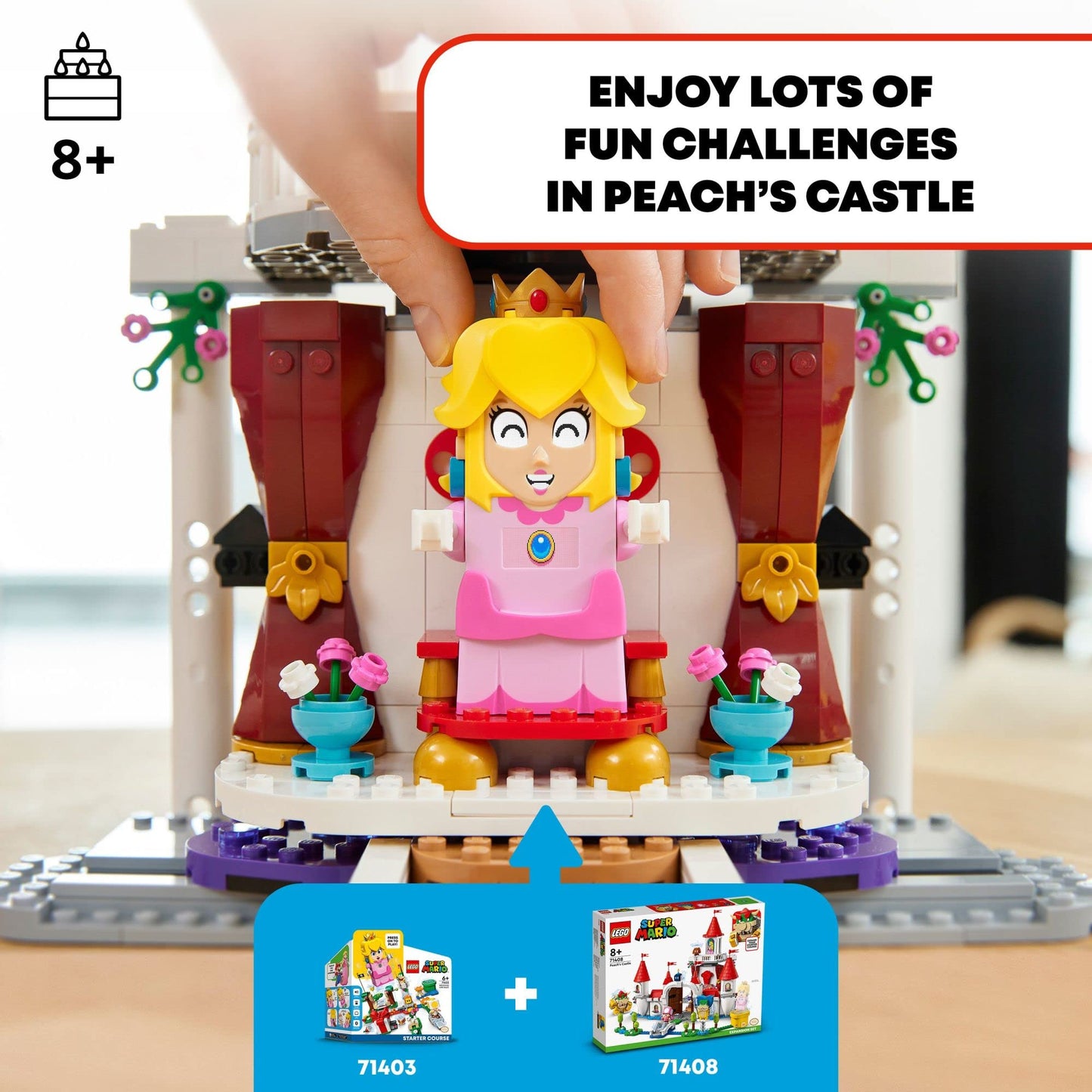 LEGO Super Mario Peach's Castle Expansion Set 71408 – Buildable Castle Toy with 5 Figures for Kids Aged 8+