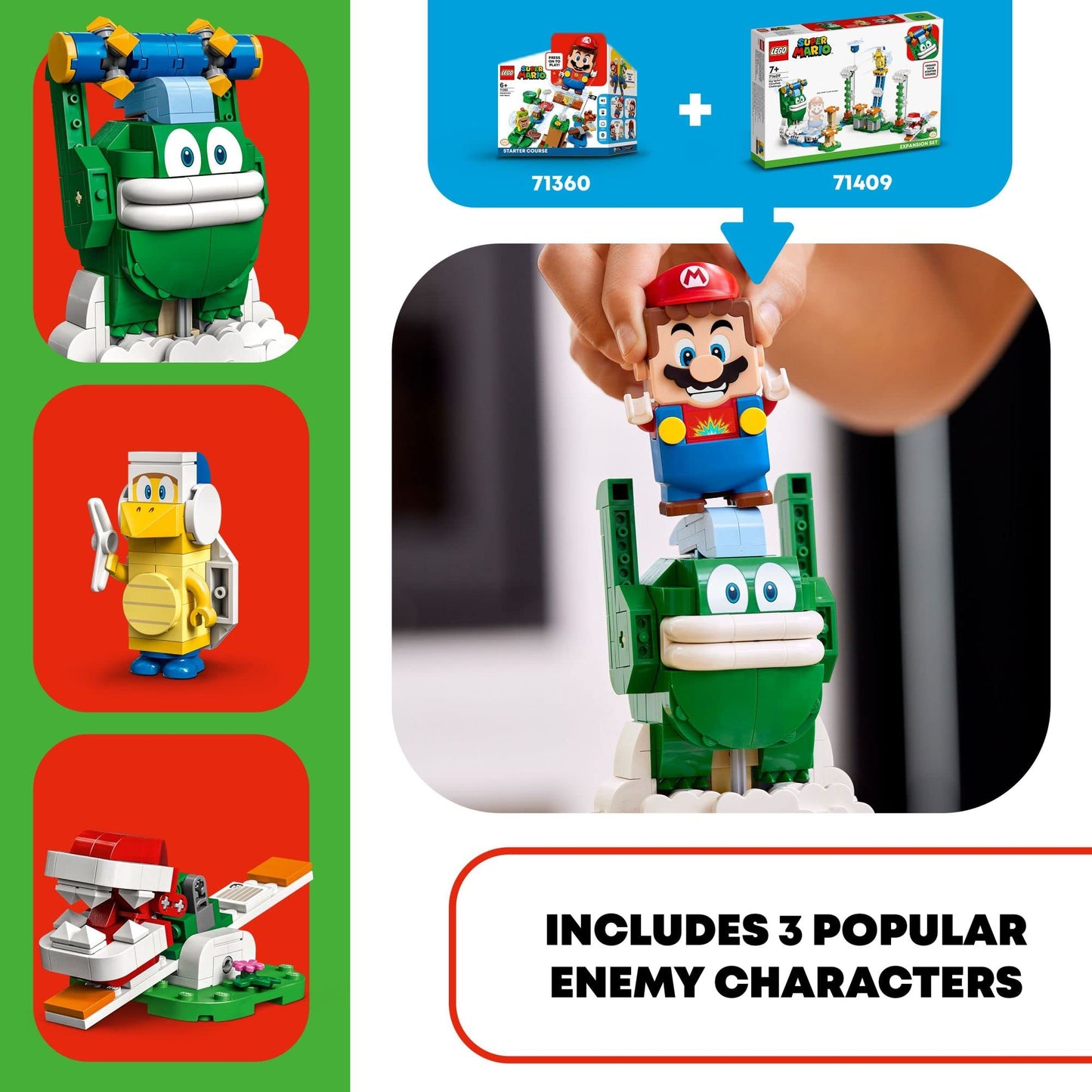 LEGO Super Mario Big Spike's Cloudtop Challenge Expansion Set 71409 – 540 Pieces, Boomerang Bro & Piranha Plant
