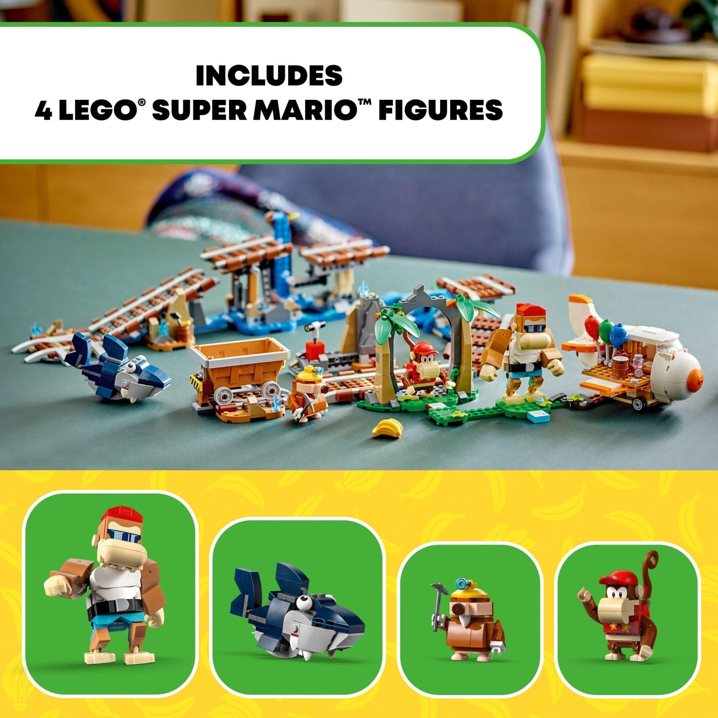 LEGO Super Mario Diddy Kong's Mine Cart Ride Expansion Set 71425 – 1,157-Piece Gift for Kids 8–10