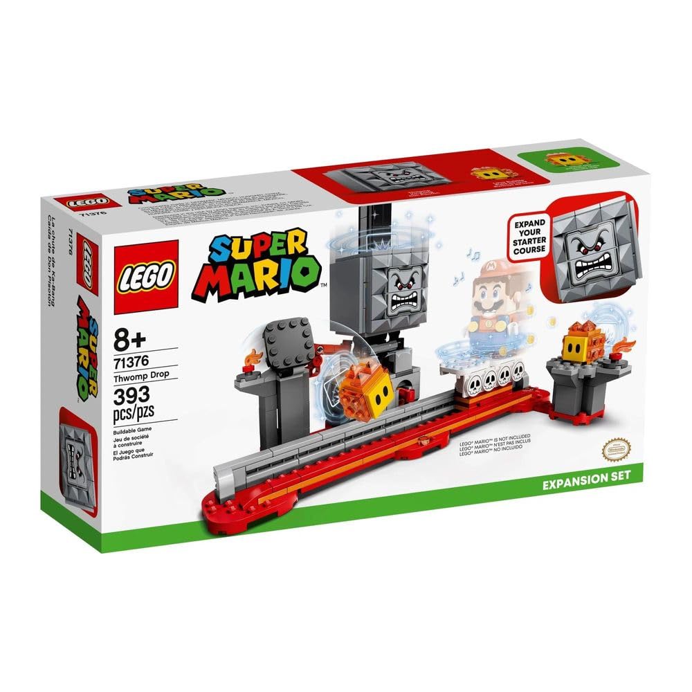 LEGO Super Mario Thwomp Drop Expansion Set 71376 – Expand Your Starter Course (393 Pieces)