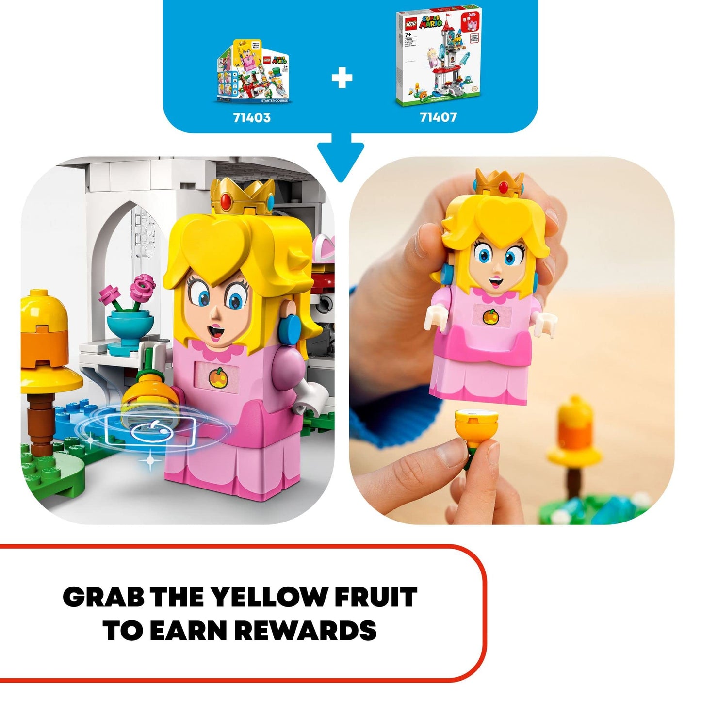 LEGO Super Mario Cat Peach Suit & Frozen Tower Expansion Set 71407 (494 Pieces) – Building Toy for Kids 7+