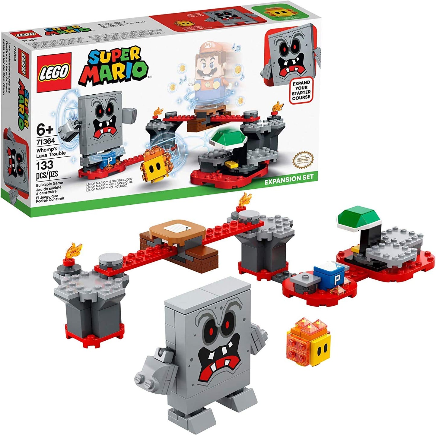 LEGO Super Mario Whomp’s Lava Trouble Expansion Set 71364 – 133 Pieces – Compatible with Starter Course 71360
