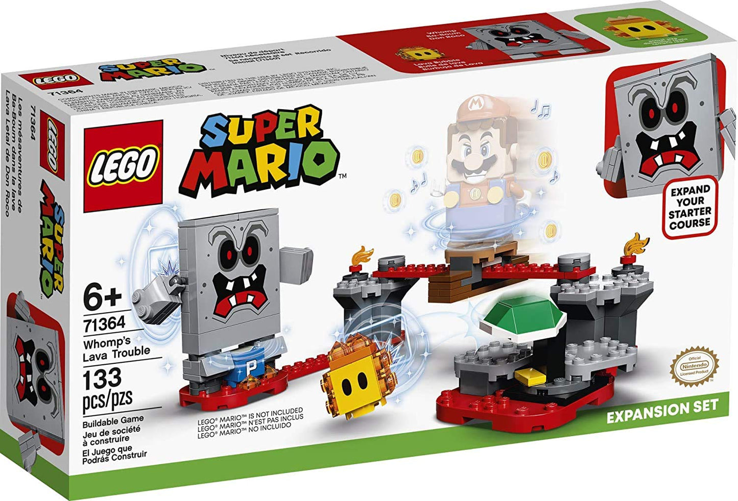 LEGO Super Mario Whomp’s Lava Trouble Expansion Set 71364 – 133 Pieces – Compatible with Starter Course 71360