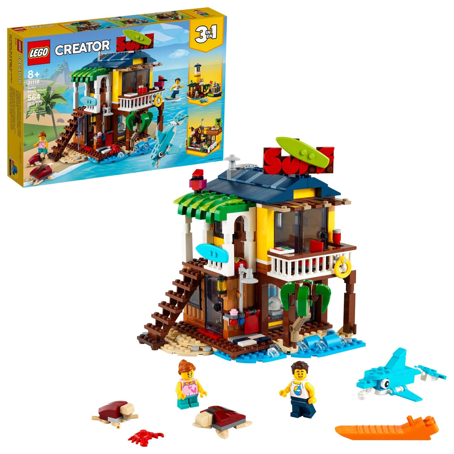 LEGO Creator 3in1 Surfer Beach House (31118) – 2 Minifigures & Dolphin