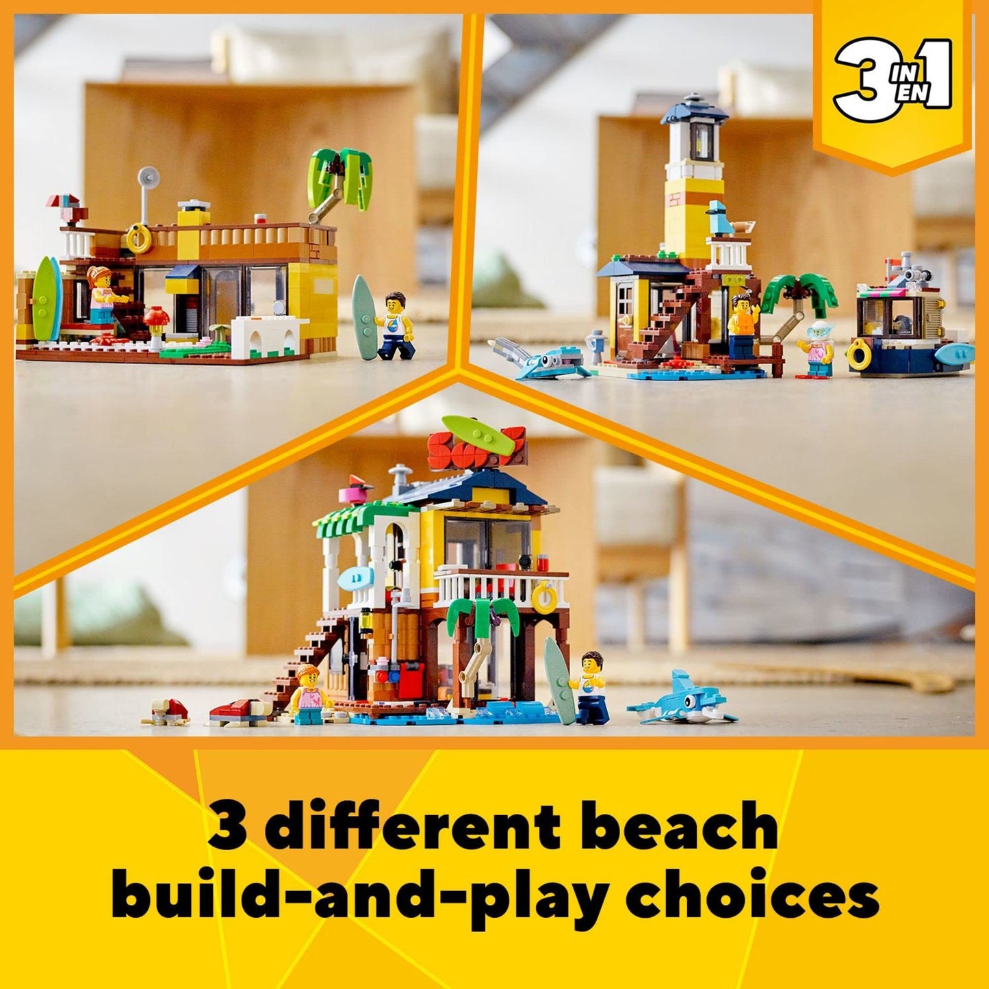 LEGO Creator 3in1 Surfer Beach House (31118) – 2 Minifigures & Dolphin