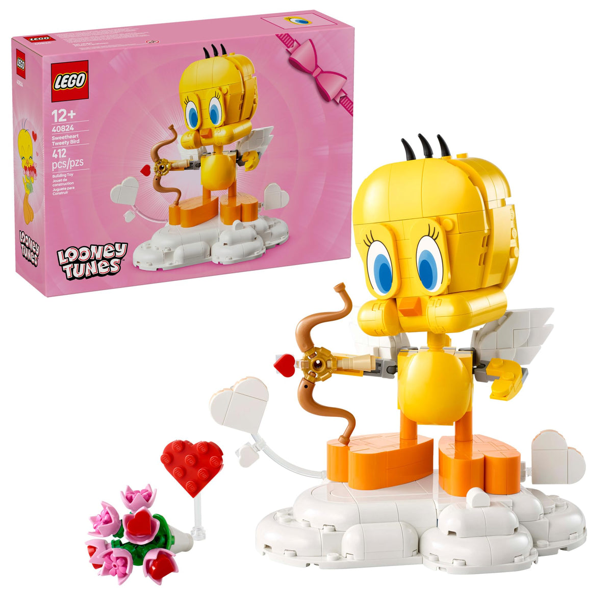 LEGO Sweetheart Tweety Bird 40824 – Poseable Building Toy with Display Pedestal