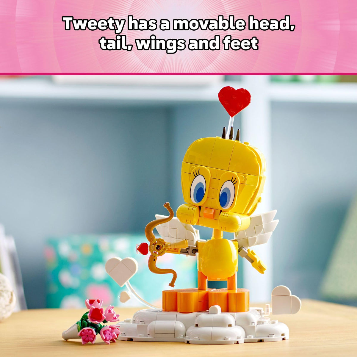 LEGO Sweetheart Tweety Bird 40824 – Poseable Building Toy with Display Pedestal
