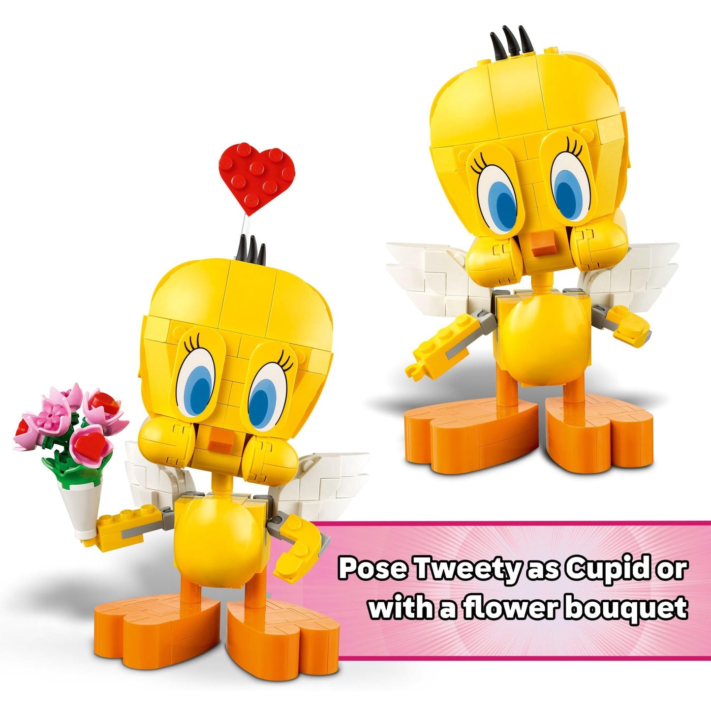 LEGO Sweetheart Tweety Bird 40824 – Poseable Building Toy with Display Pedestal