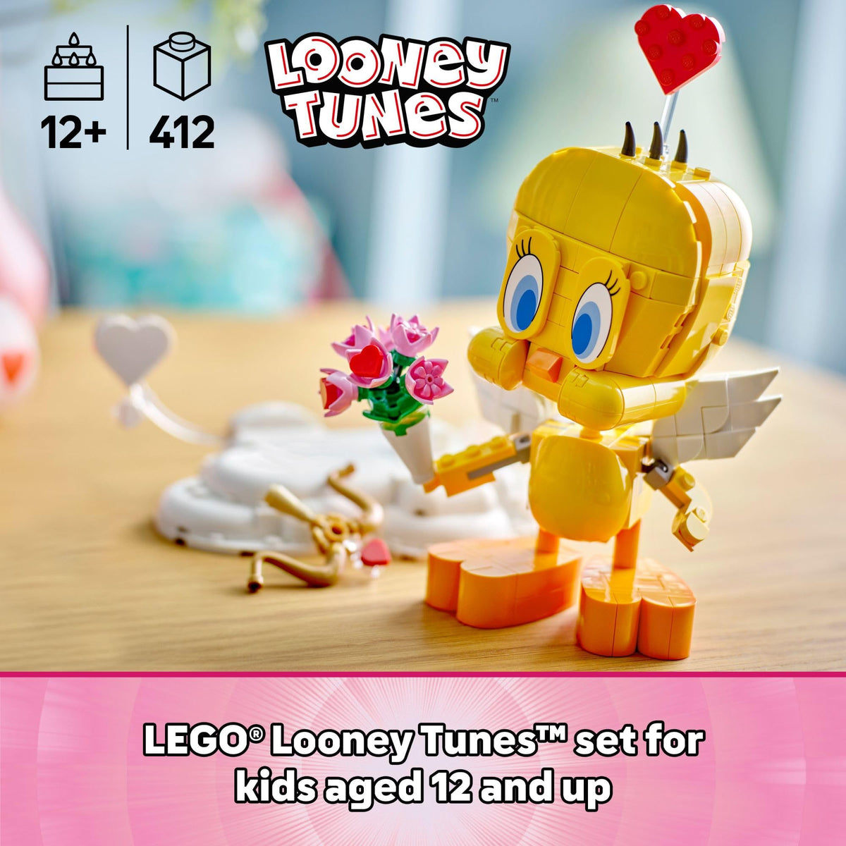 LEGO Sweetheart Tweety Bird 40824 – Poseable Building Toy with Display Pedestal