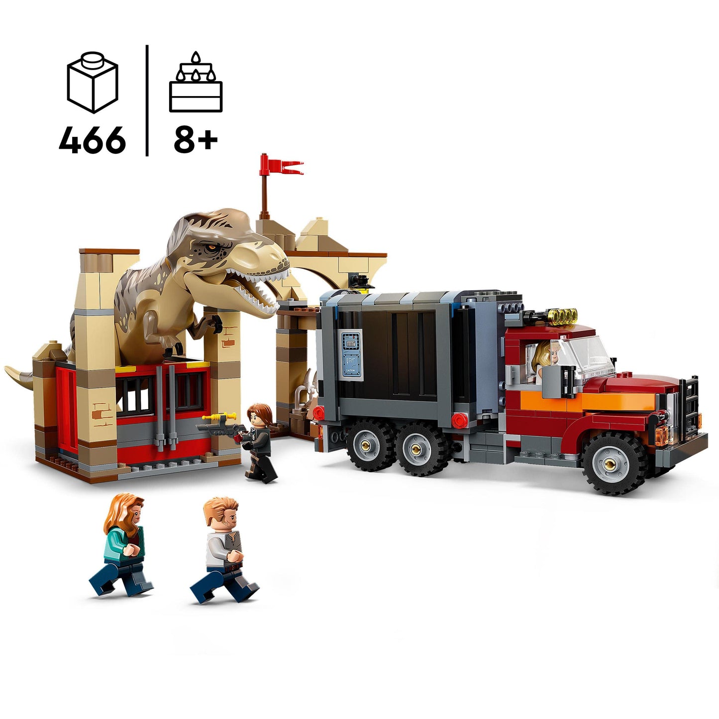 LEGO 76948 Jurassic World T. Rex & Atrociraptor Dinosaur Escape Set with Truck — 4 Minifigures, 8+