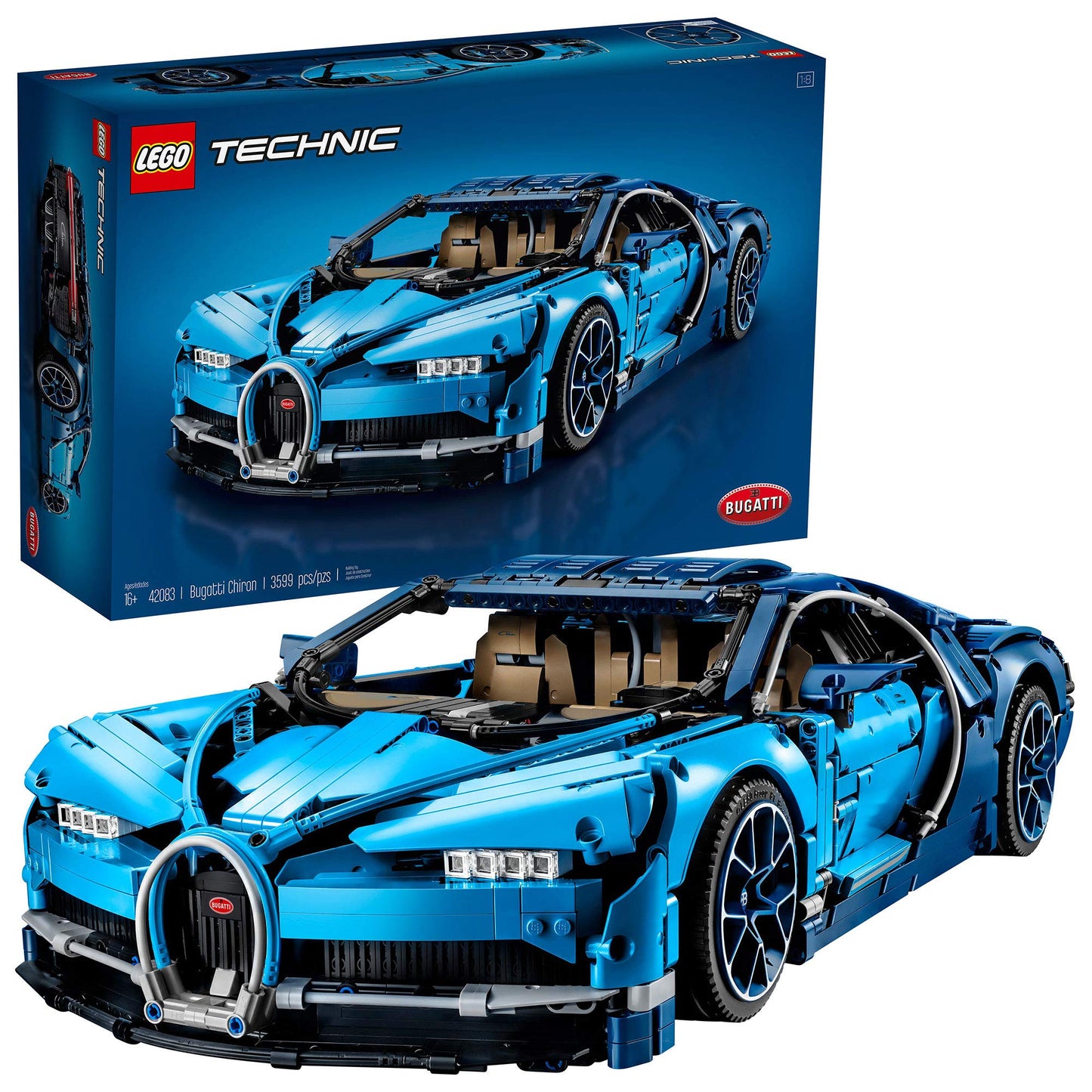 LEGO Technic Bugatti Chiron 42083 – 3599-Piece 1:8 Scale Model with W16 Engine