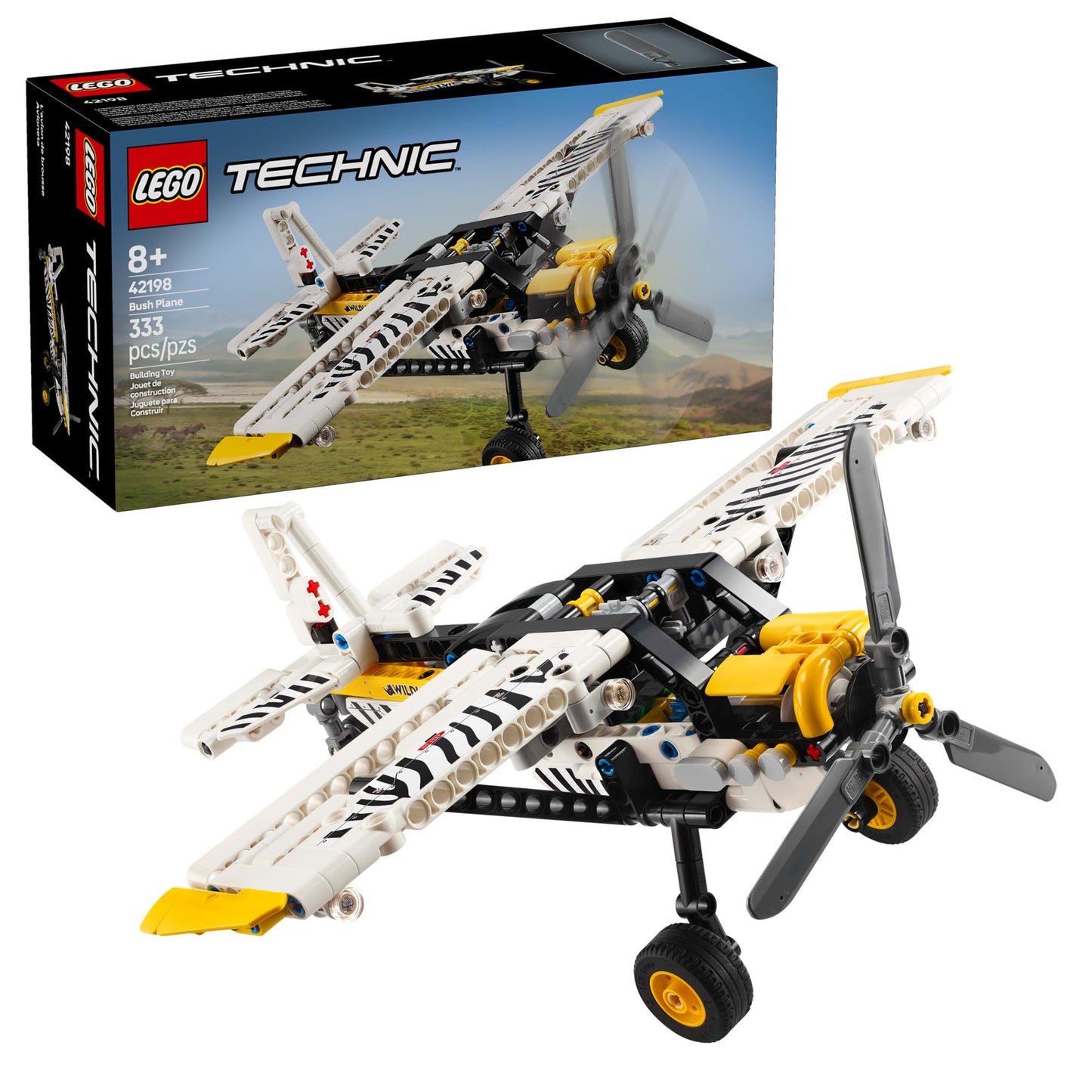 LEGO Technic Bush Plane Toy (42198) – Spinning Propeller, 4-Cylinder Engine, Ages 8+