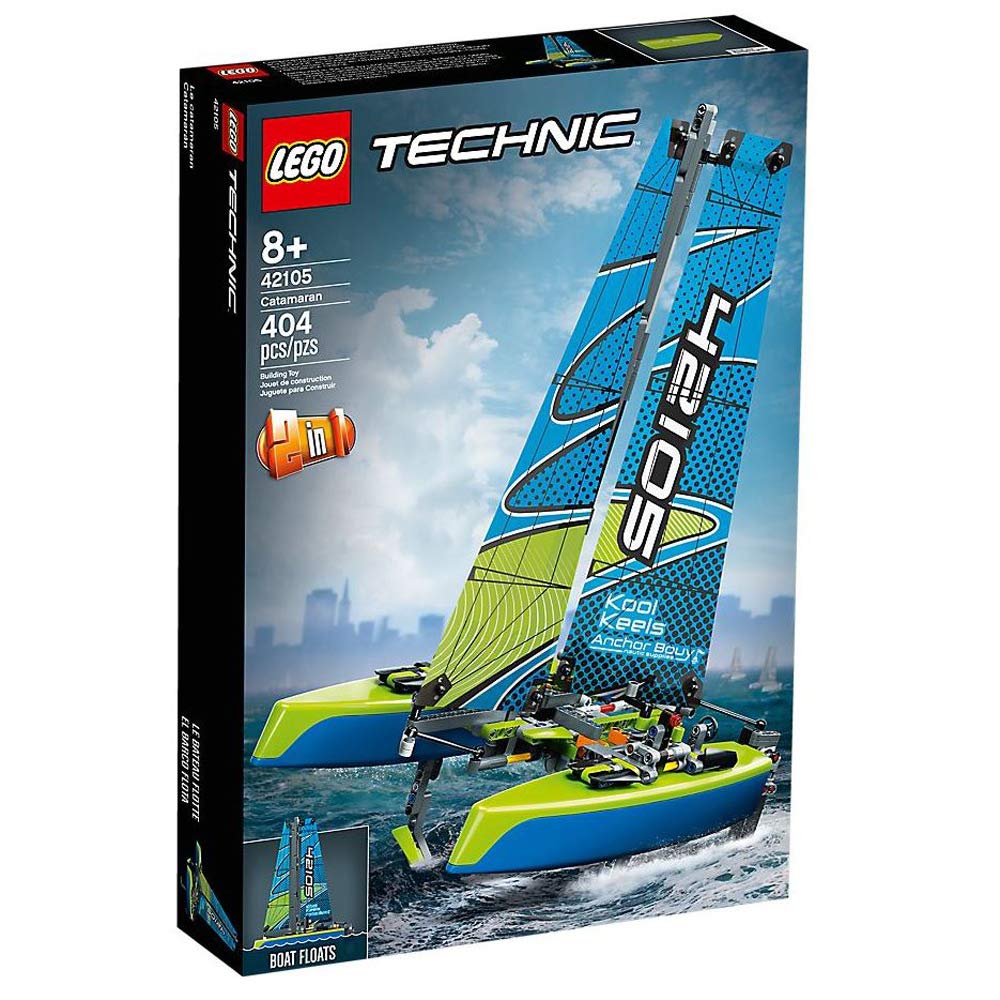 LEGO Technic Catamaran 42105 – Floating Sailboat Building Kit (404 Pieces)