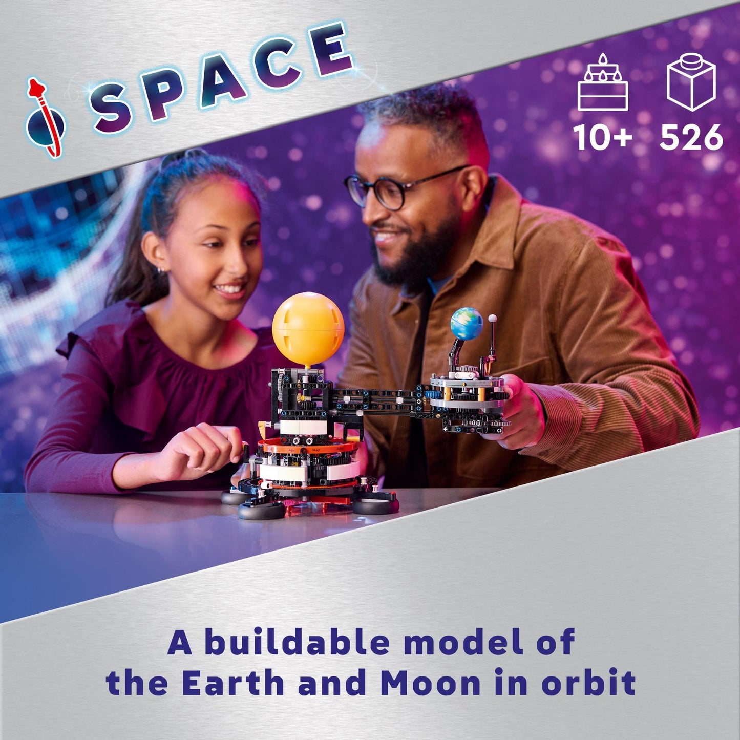 LEGO Technic Planet Earth and Moon in Orbit (42179) – 526-Piece Space Toy for 10+
