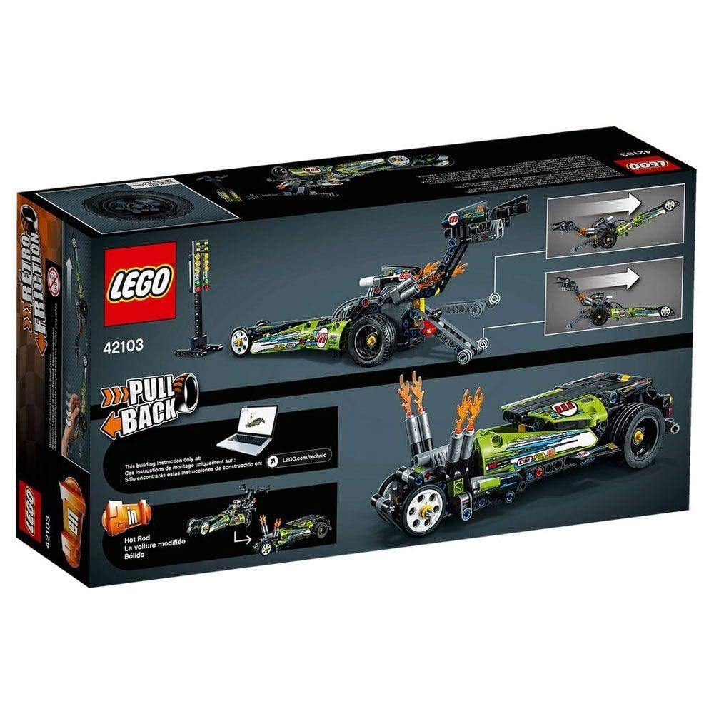 LEGO Technic Dragster 42103 – 225-Piece Pull-Back Racing Building Kit