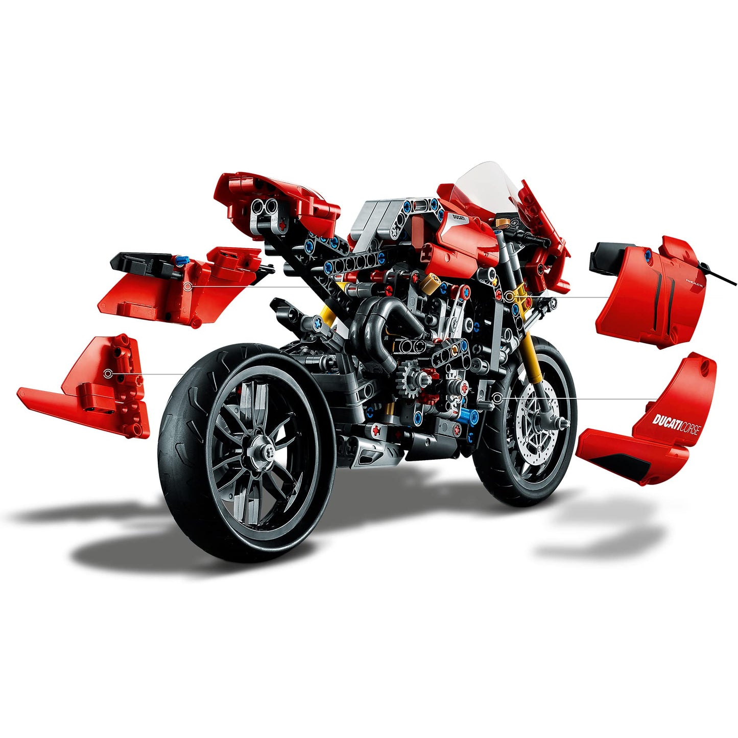 LEGO Technic 42107 Ducati Panigale V4 R – 2-Speed Gearbox, Working Suspension, Collectible Model Kit