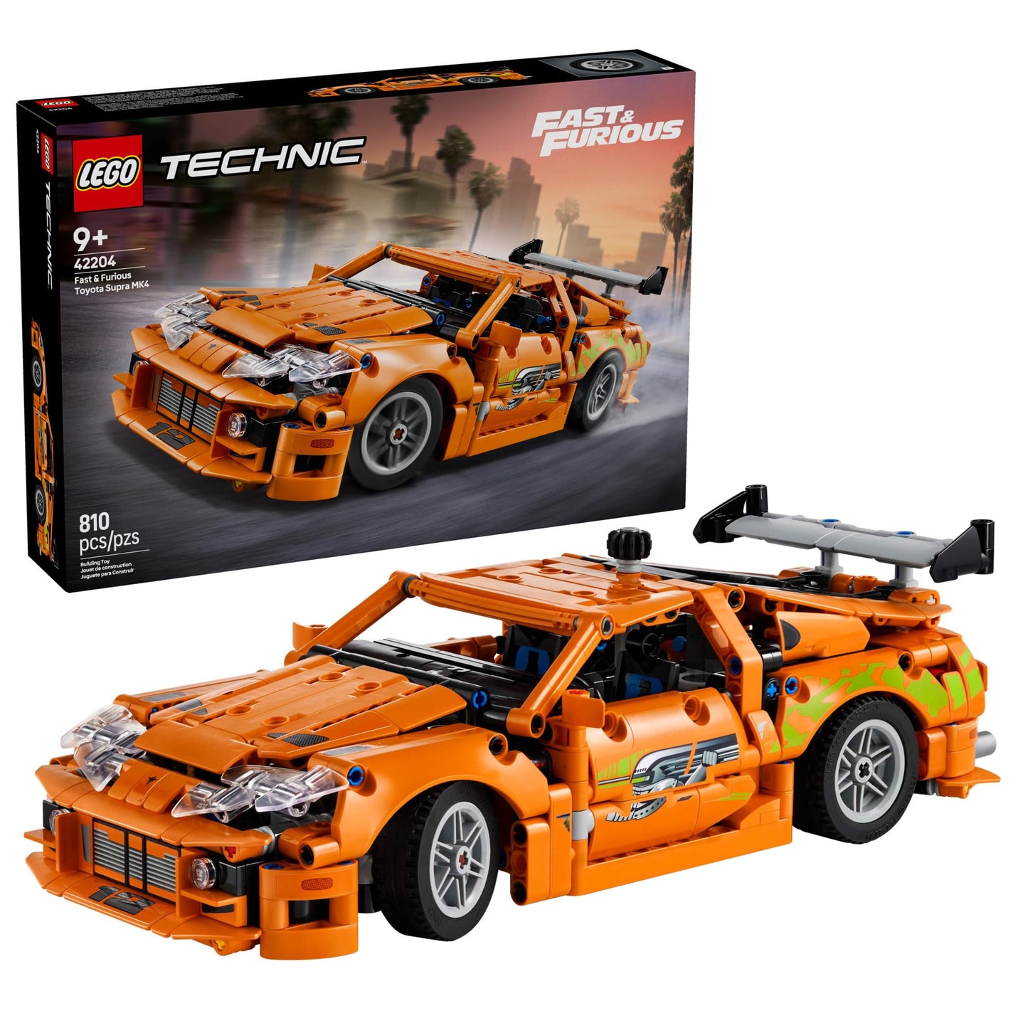 LEGO Technic Fast & Furious Toyota Supra MK4 Building Kit (42204) – Realistic Engine, Steering & Details