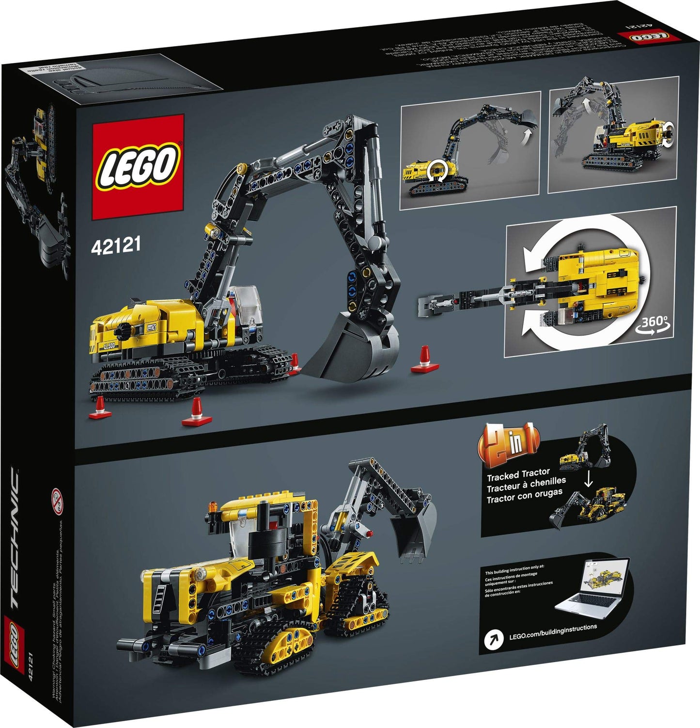 LEGO Technic Heavy-Duty Excavator 42121 – 2-in-1 Building Kit for Kids 8+ (569 Pieces)