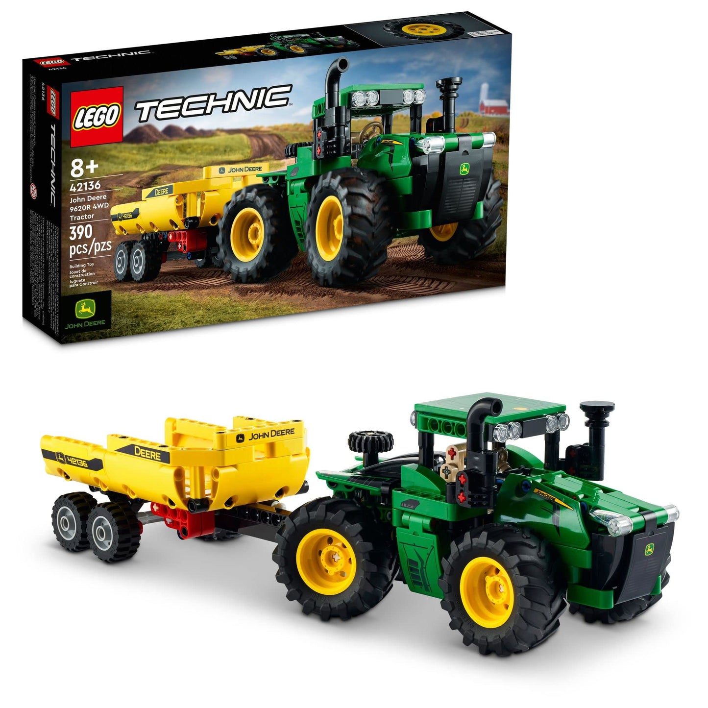 LEGO Technic John Deere 9620R 4WD Tractor 42136 with Tipping Trailer