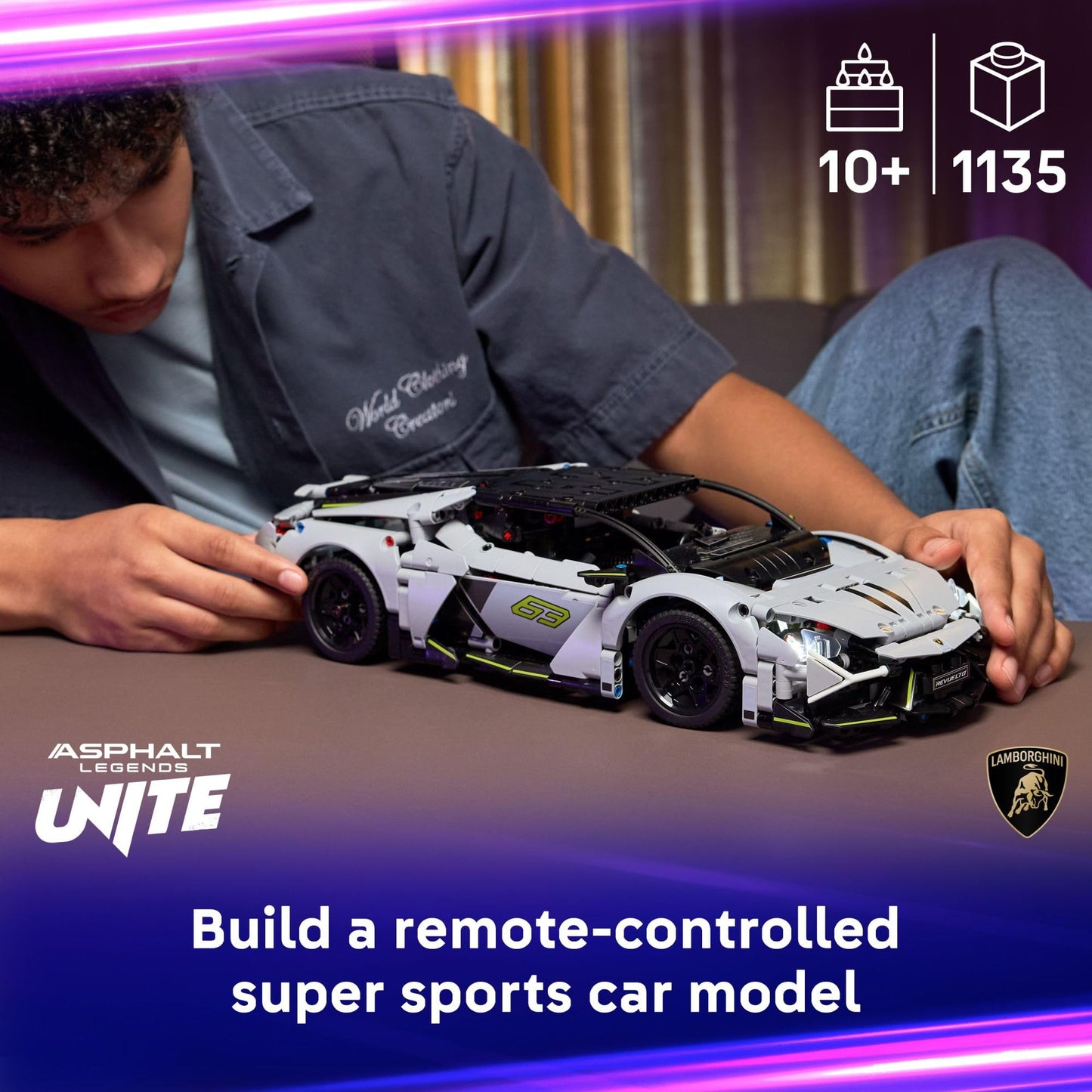LEGO Technic Lamborghini Revuelto 42214 – Remote-Controlled Super Sports Car Toy for Ages 10+