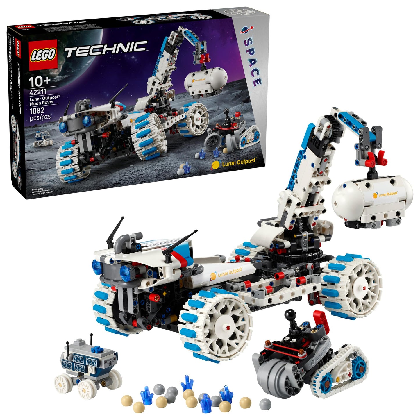 LEGO Technic Lunar Outpost Moon Rover 42211 – All-Terrain Space Vehicle Building Toy for Ages 10+