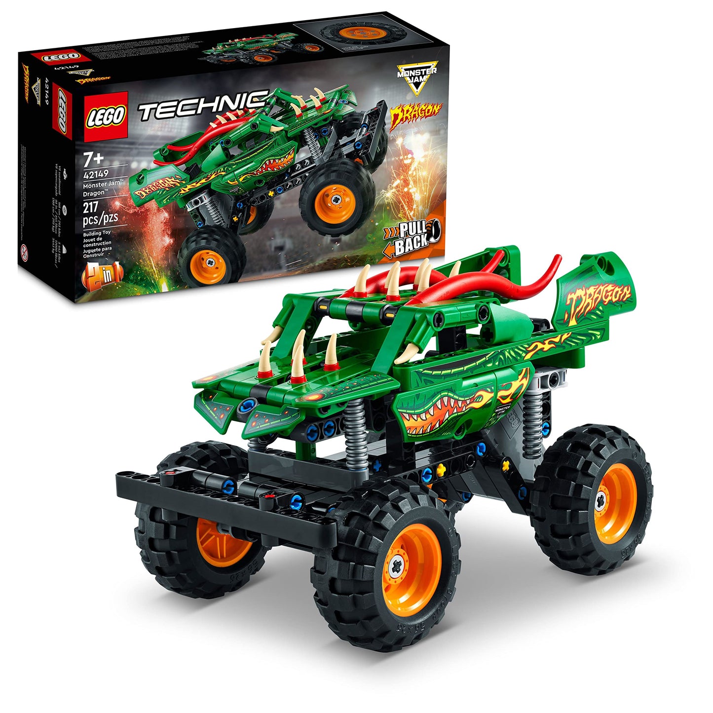 LEGO Technic Monster Jam Dragon 42149 – 2-in-1 Pull-Back Off-Road Truck