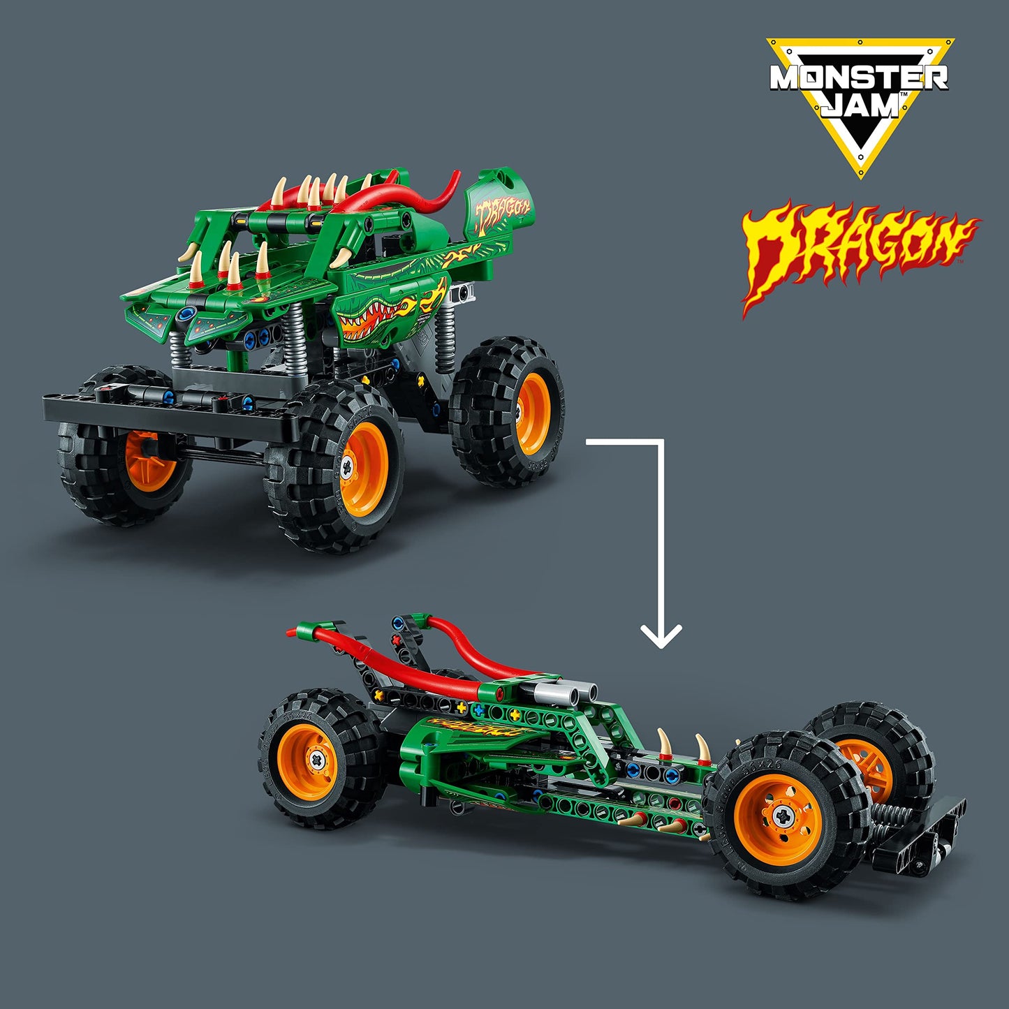 LEGO Technic Monster Jam Dragon 42149 – 2-in-1 Pull-Back Off-Road Truck