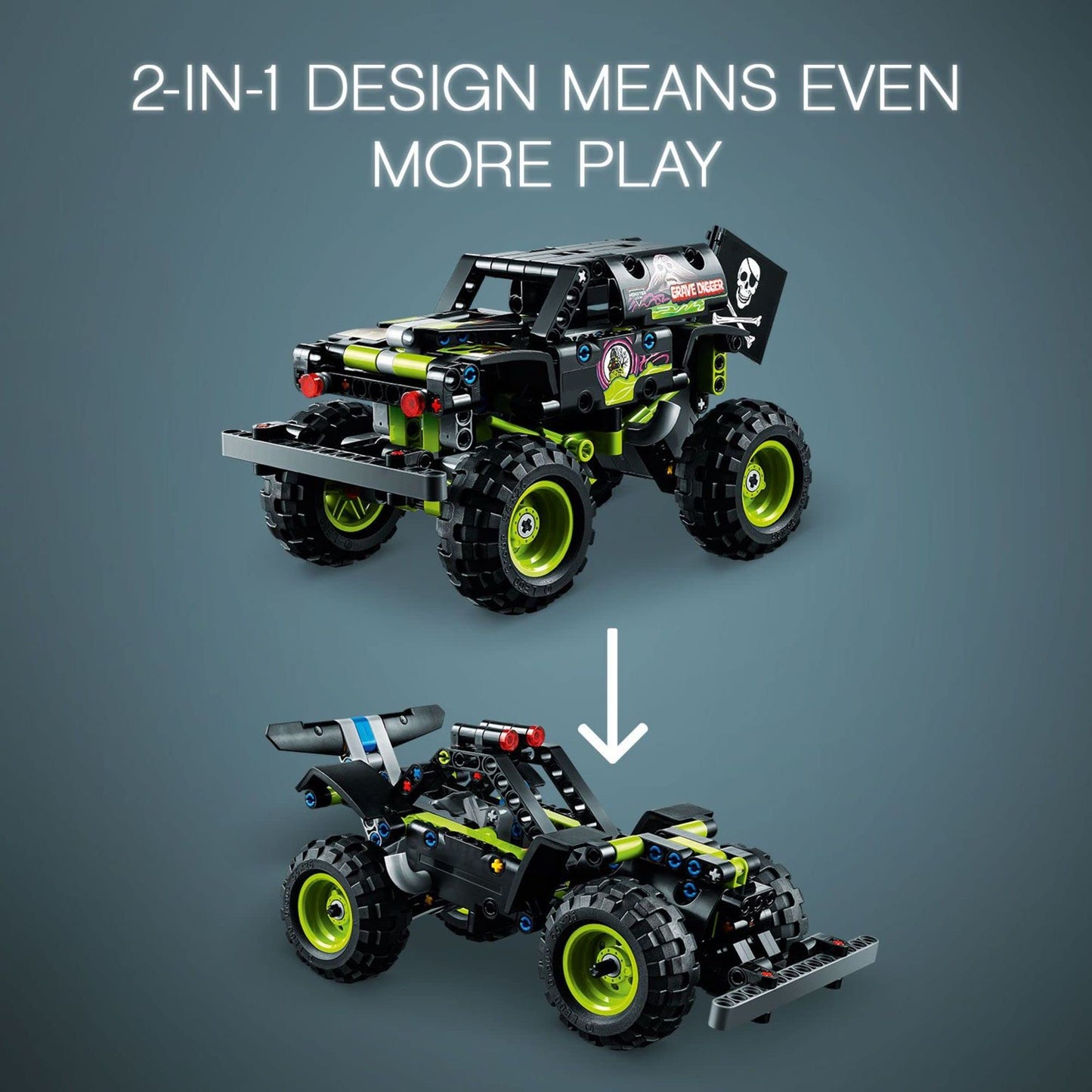 LEGO Technic Monster Jam Grave Digger 42118 | 2-in-1 Pull-Back Truck & Off-Road Buggy