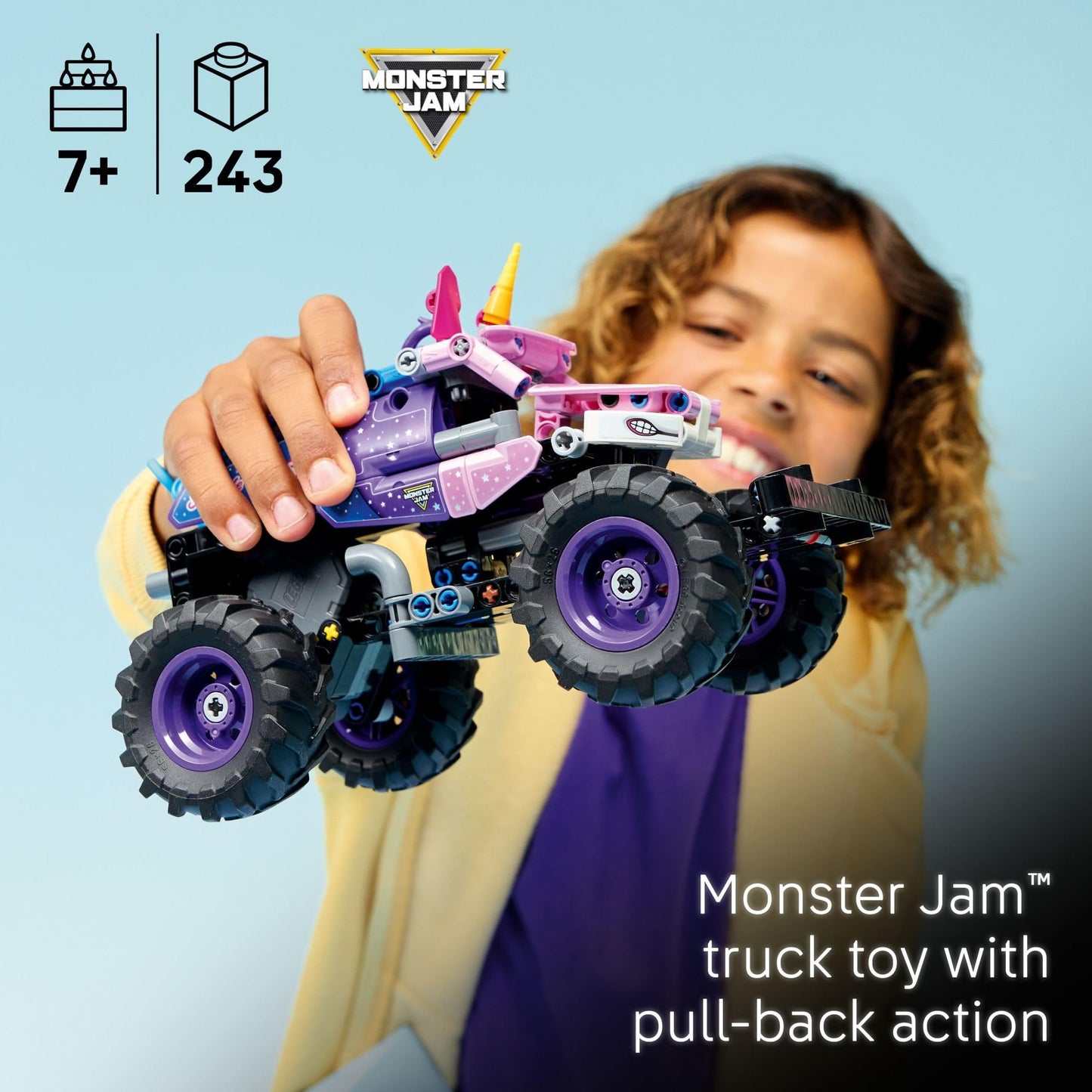 LEGO Technic Monster Jam Sparkle Smash Pull-Back Truck 42220 – 243-Piece Building Toy