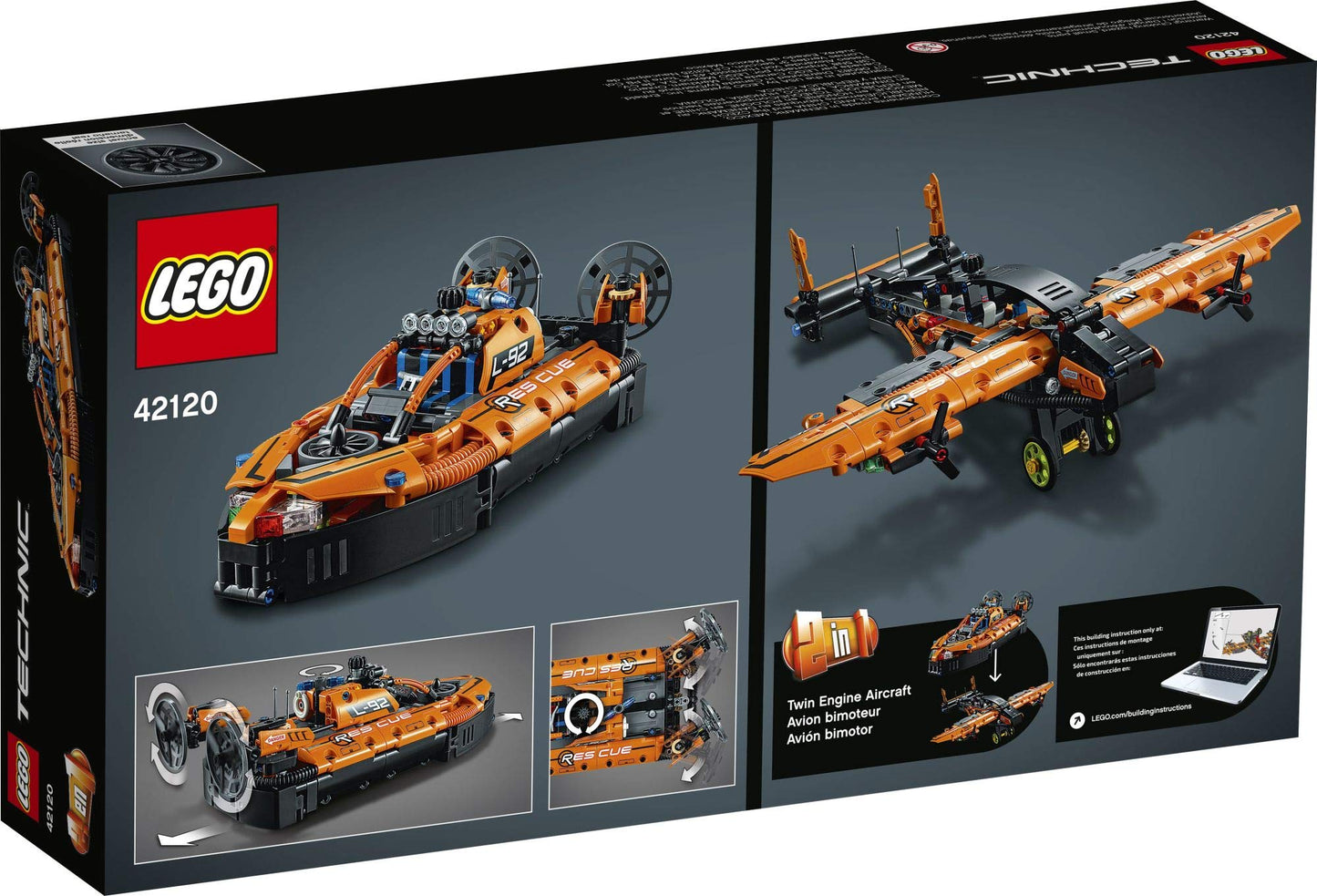 LEGO Technic Rescue Hovercraft 42120 – 457 Pieces, 2-in-1 Aircraft, Ages 8+
