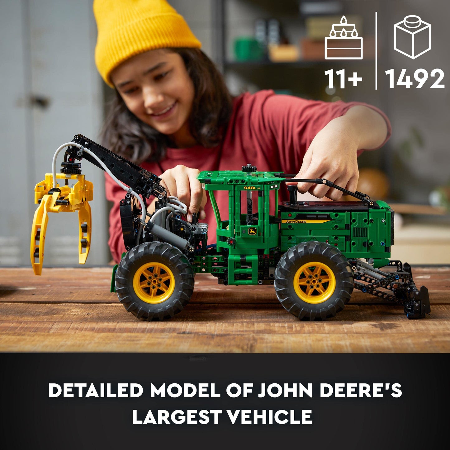 LEGO Technic Skidder John Deere 948L-II (42157) – Pneumatic Gripper, 4-Wheel Drive, 1,492 Pieces