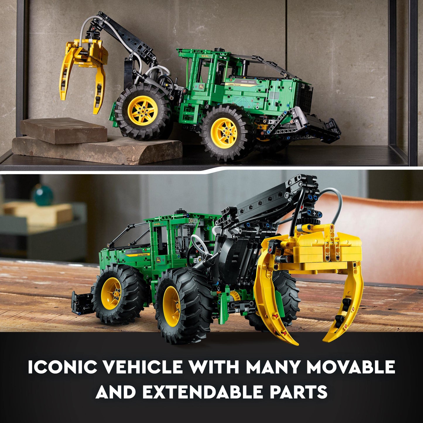 LEGO Technic Skidder John Deere 948L-II (42157) – Pneumatic Gripper, 4-Wheel Drive, 1,492 Pieces