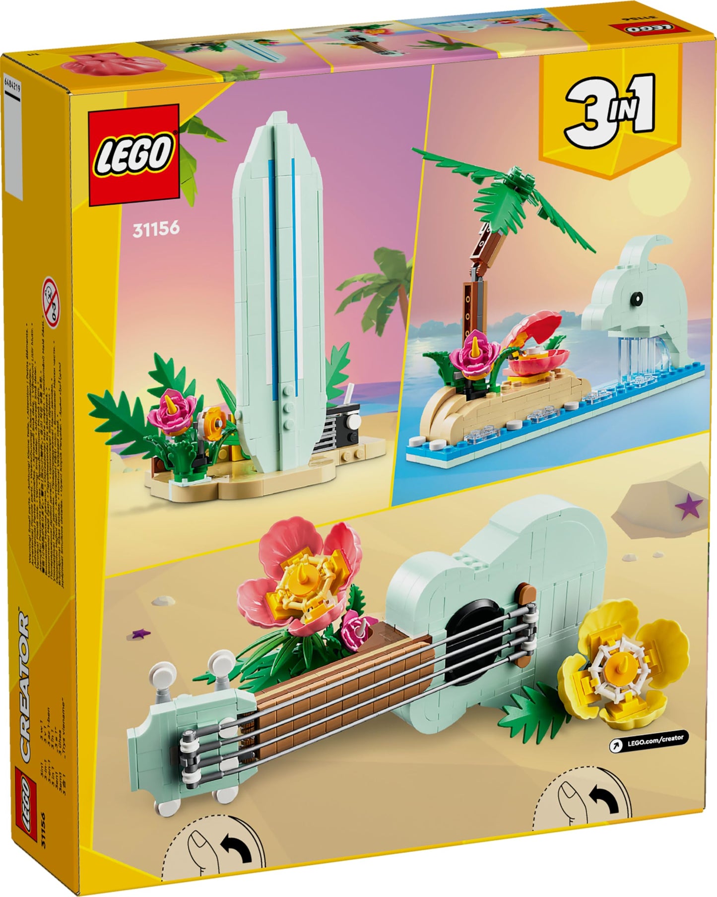 LEGO Creator 3-in-1 31156 Tropical Ukulele – 3 Beach Models to Build and Play