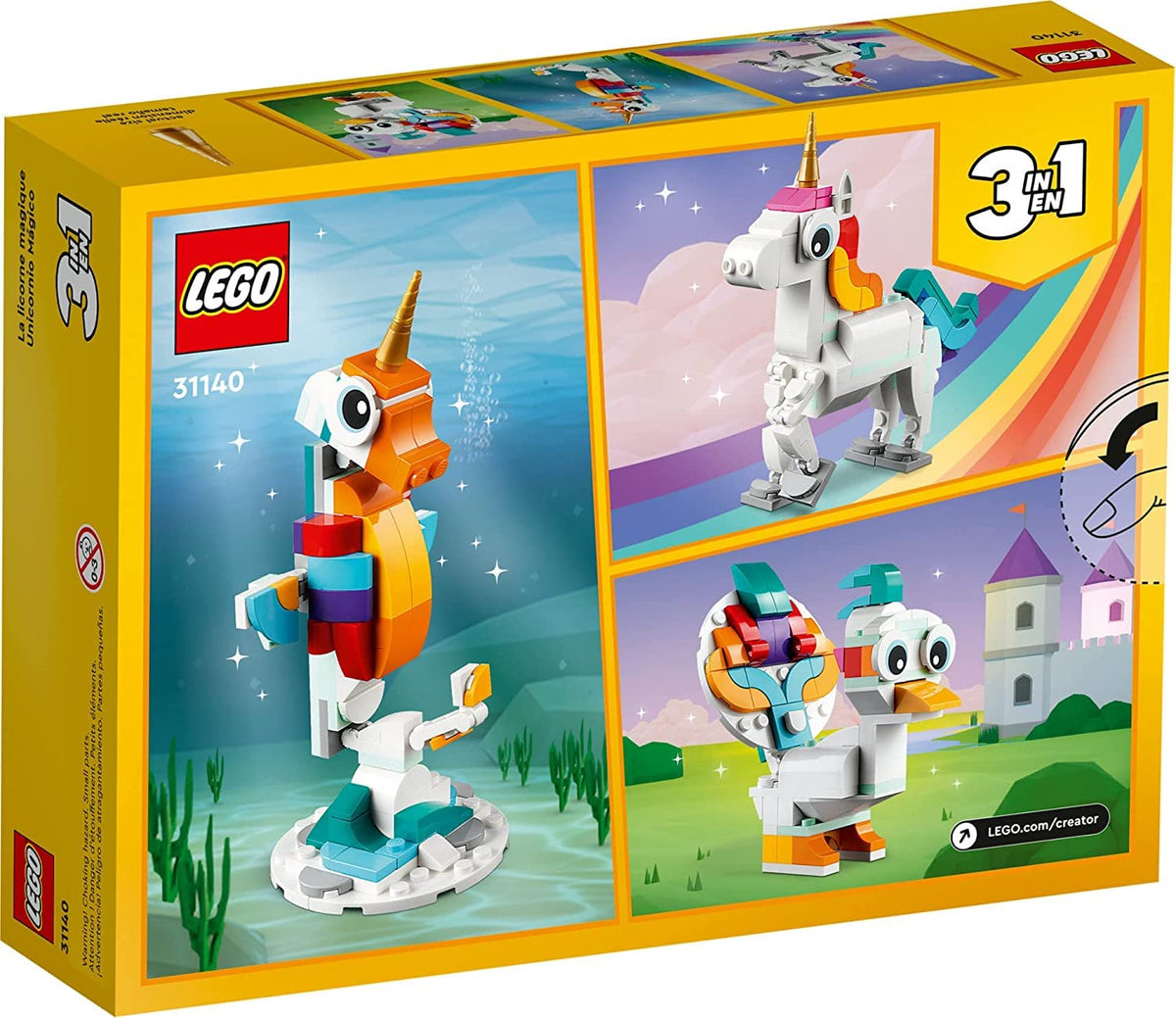 LEGO Creator 3in1 Magical Unicorn Toy (31140) – Transform into Seahorse or Peacock